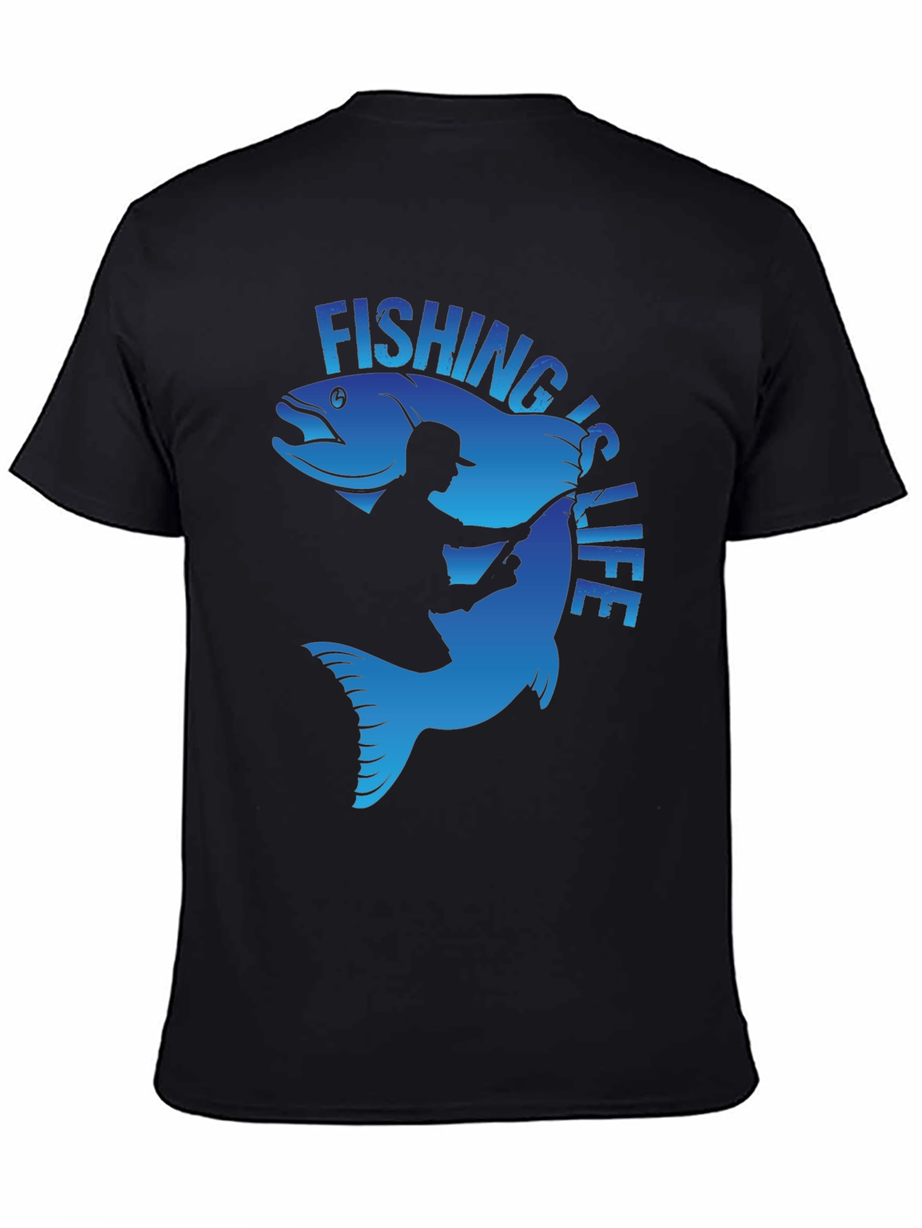 Fishing is Life Graphic T-Shirt - Black