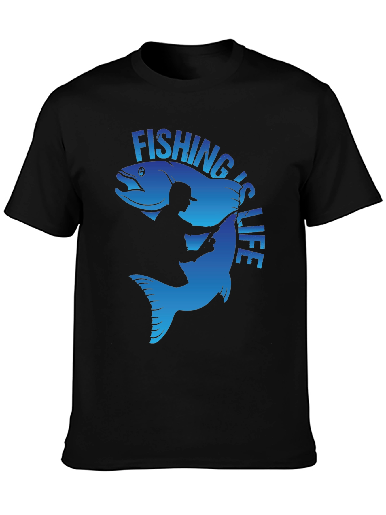 Fishing is Life Graphic T-Shirt - Black