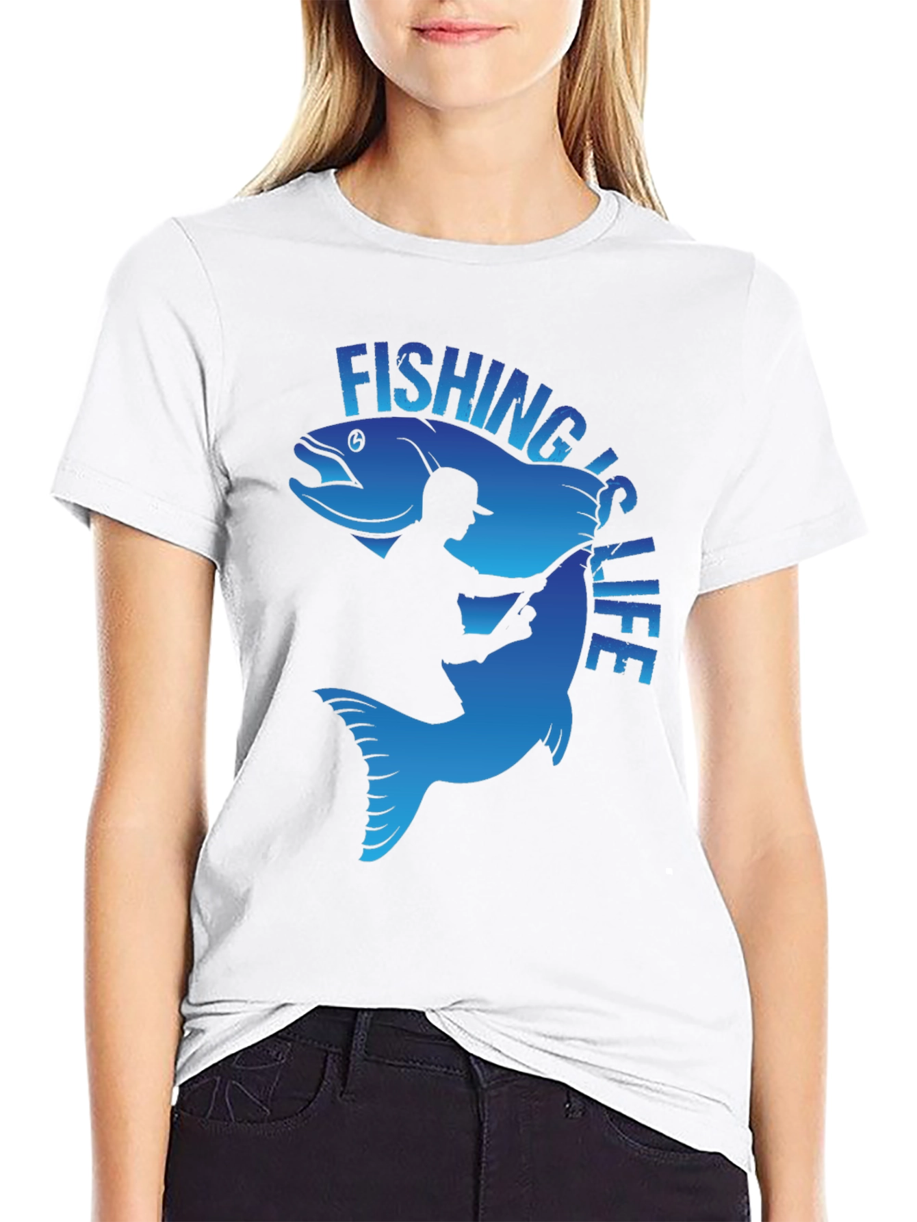 Fishing is Life Graphic T-Shirt - Black