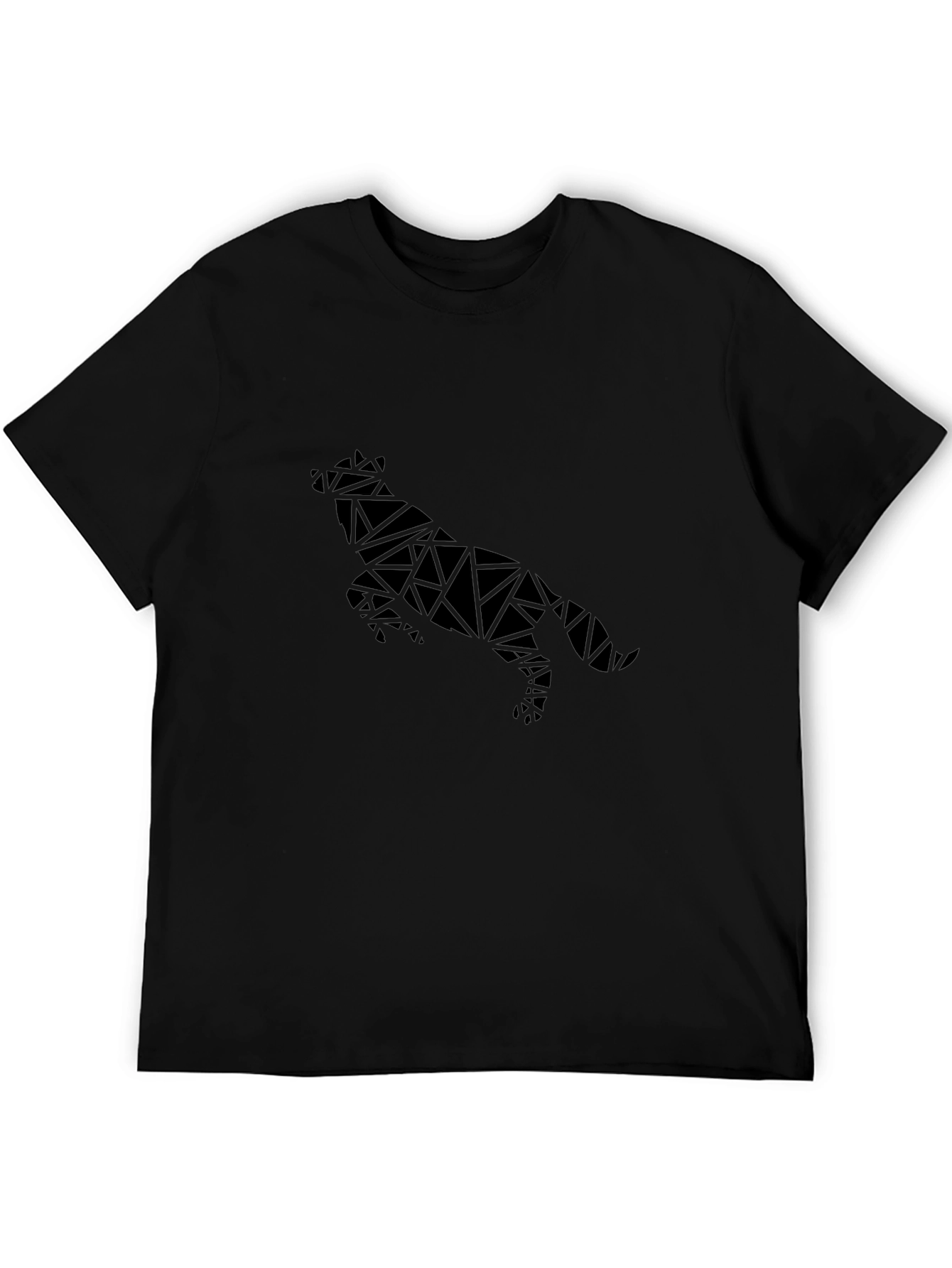 Geometric Wolf Graphic Tee - Black