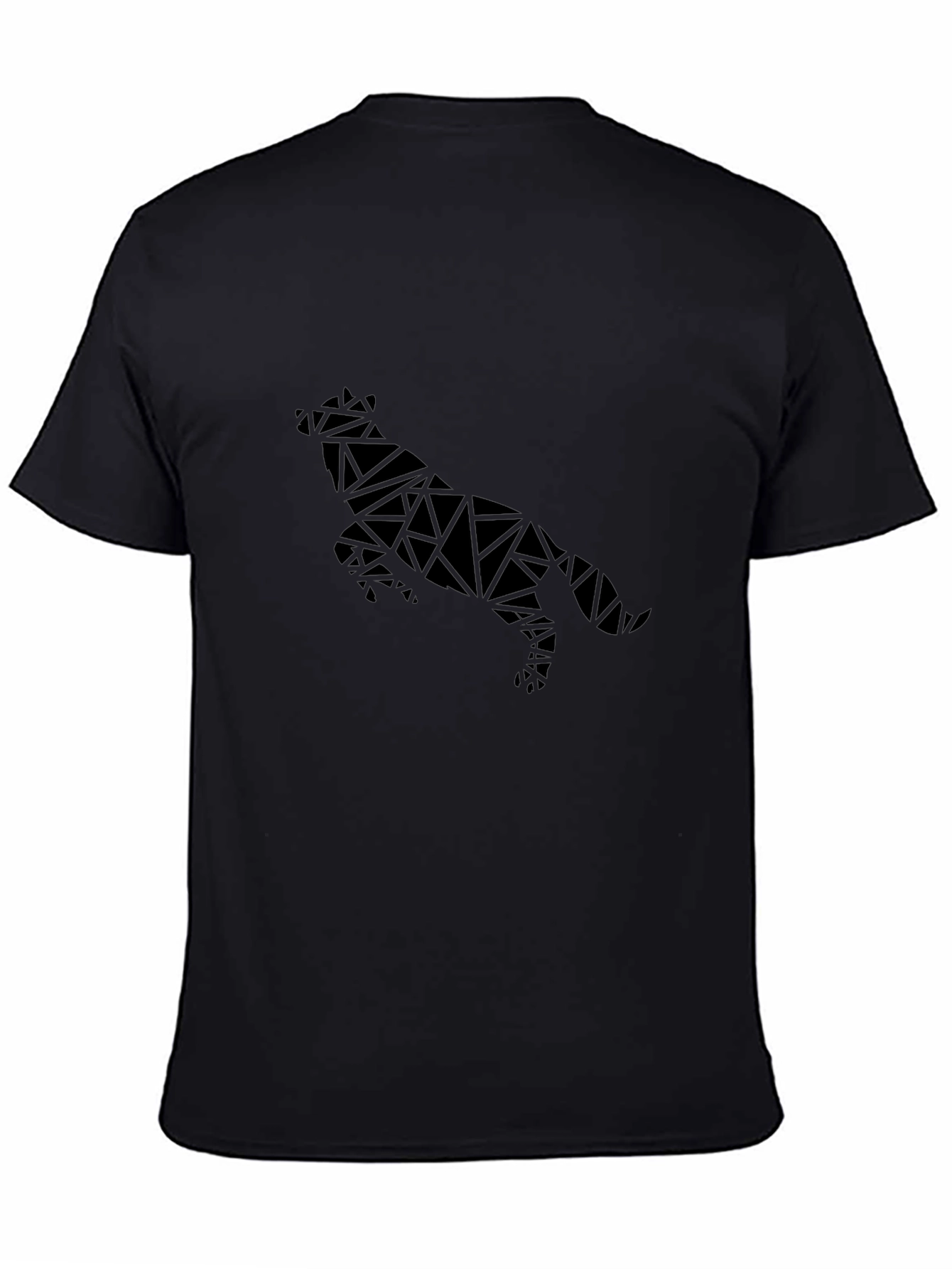 Geometric Wolf Graphic Tee - Black