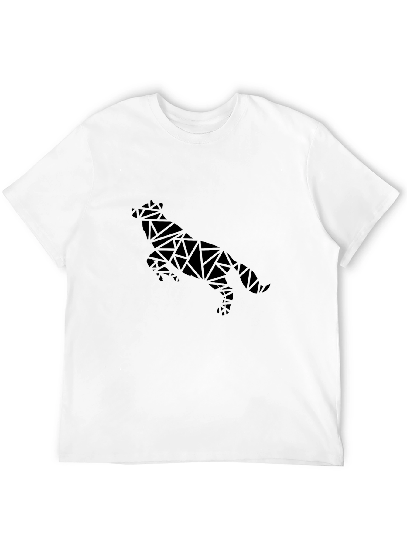 Geometric Wolf Graphic Tee - Black