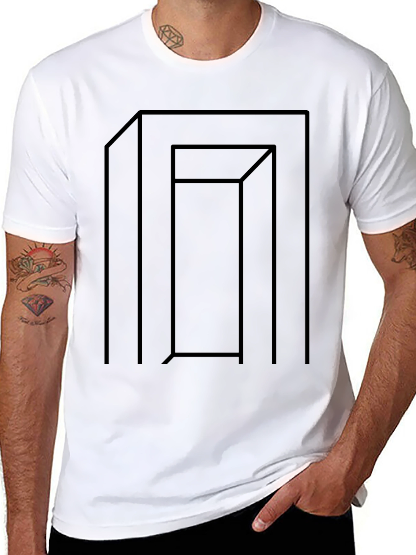 Optical Illusion Graphic Tee - Black