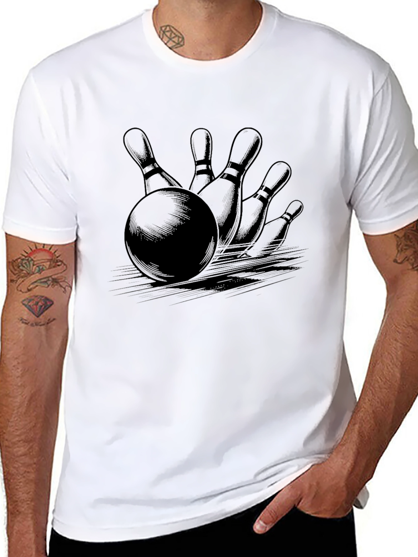 Bowling Strike Graphic Tee - Classic Black