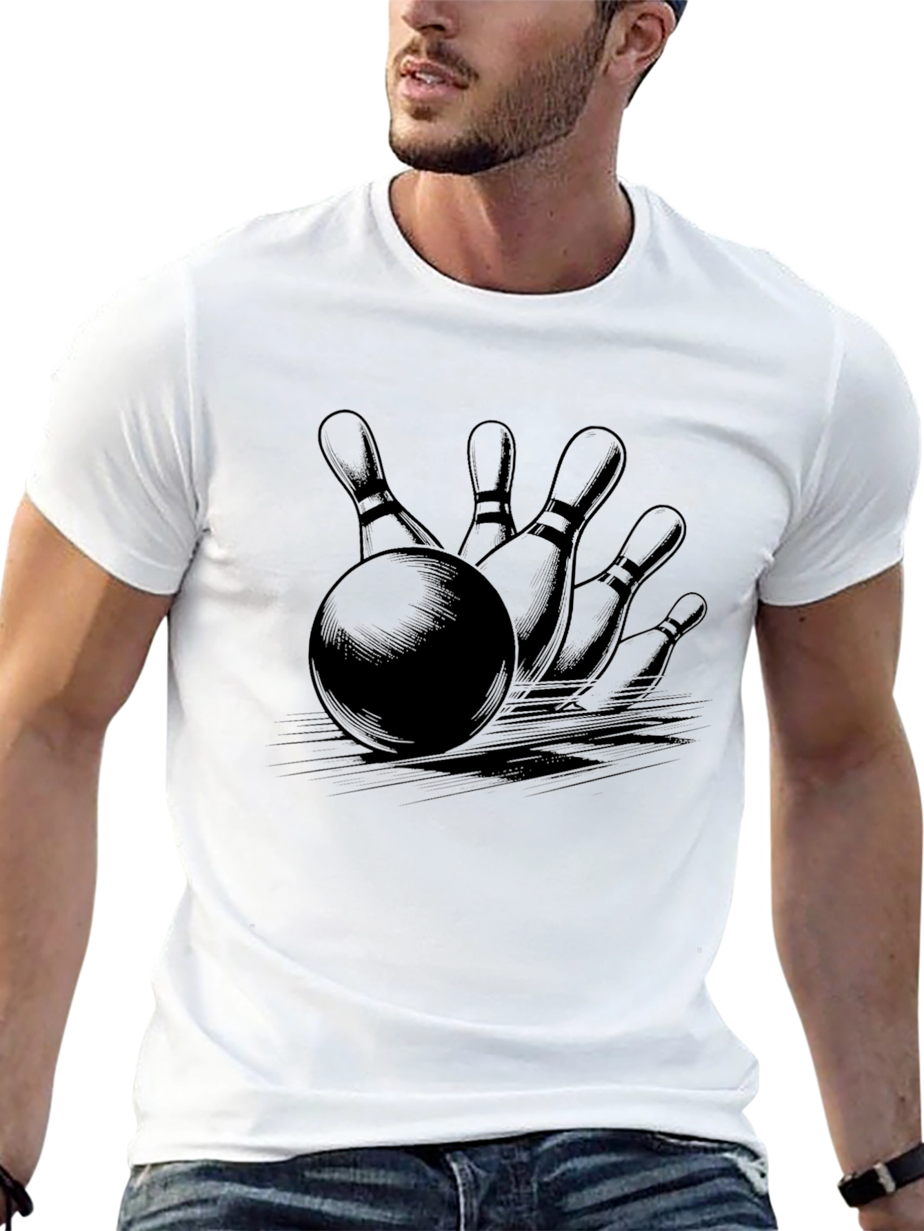 Bowling Strike Graphic Tee - Classic Black