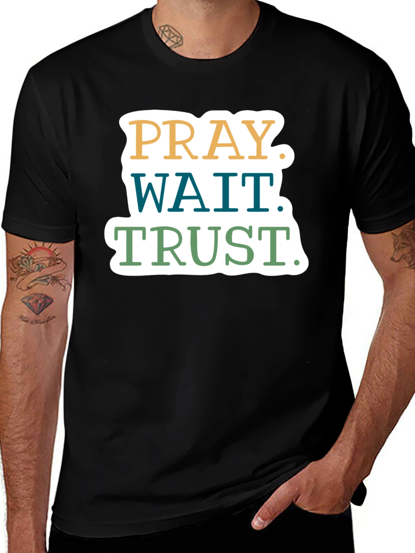 Pray Wait Trust T-Shirt - Christian Faith Tee