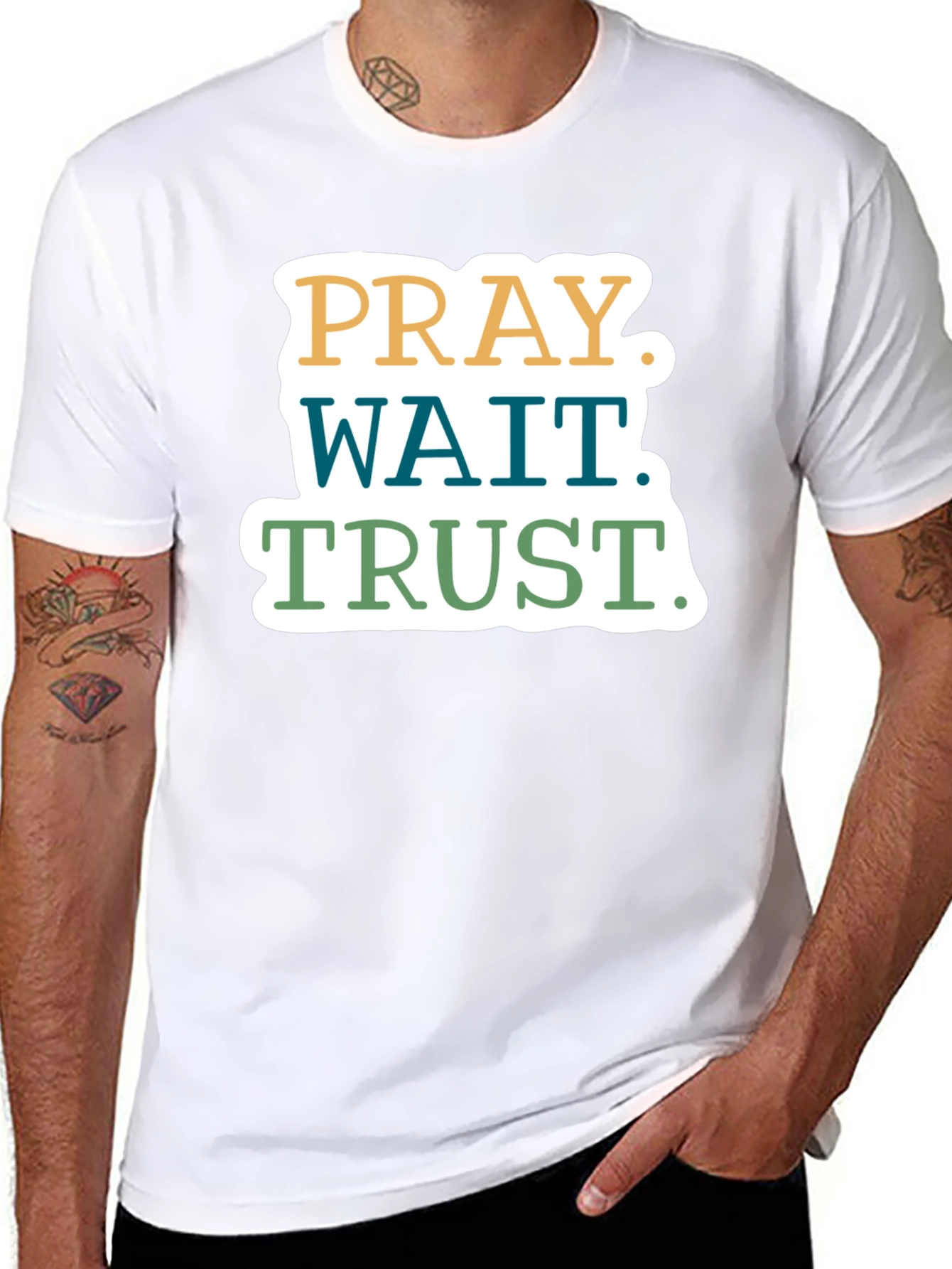Pray Wait Trust T-Shirt - Christian Faith Tee