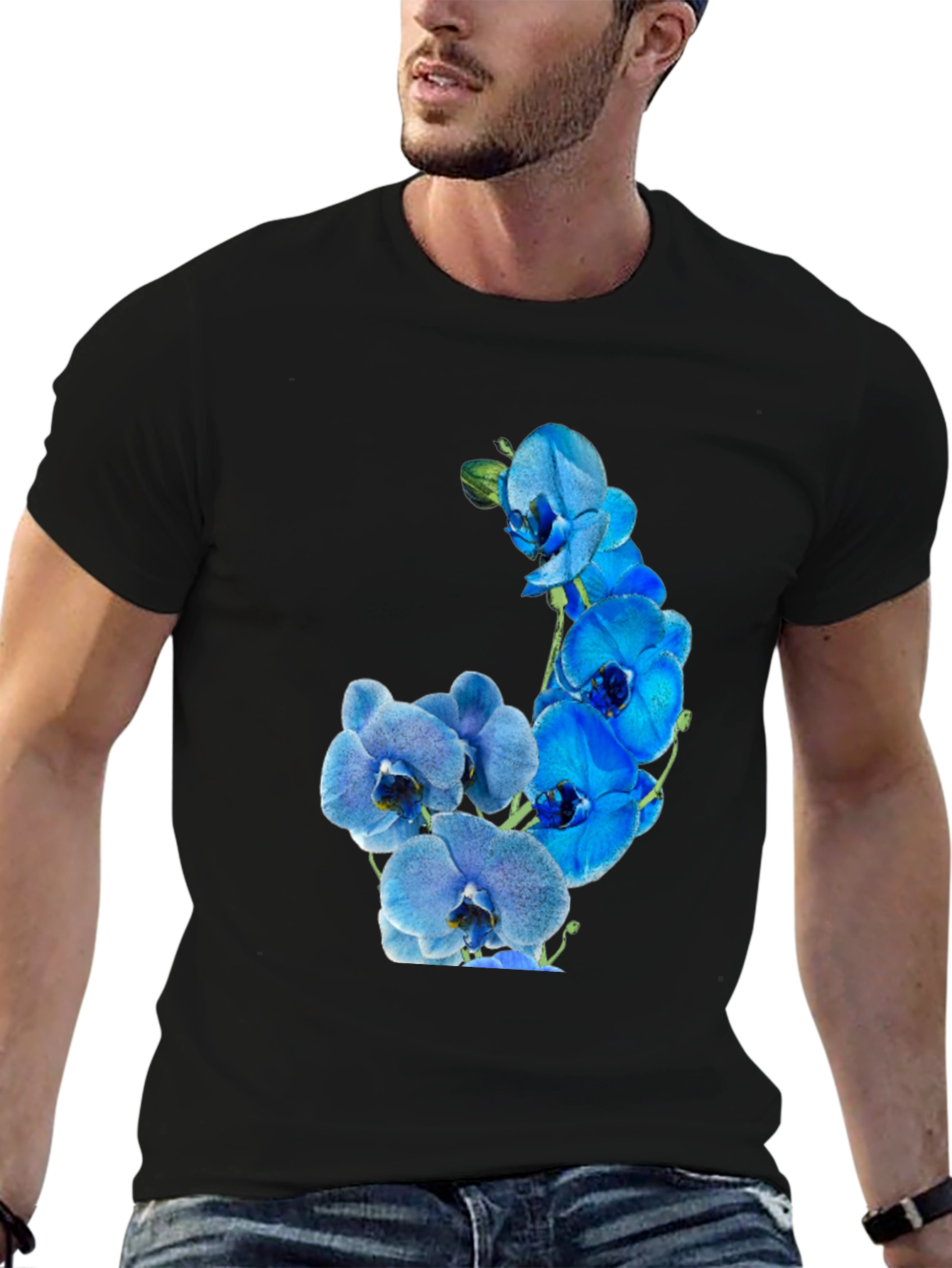 Floral Orchid Graphic Tee - Black