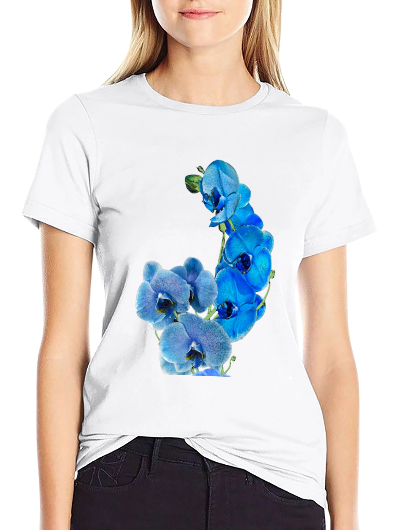 Floral Orchid Graphic Tee - Black