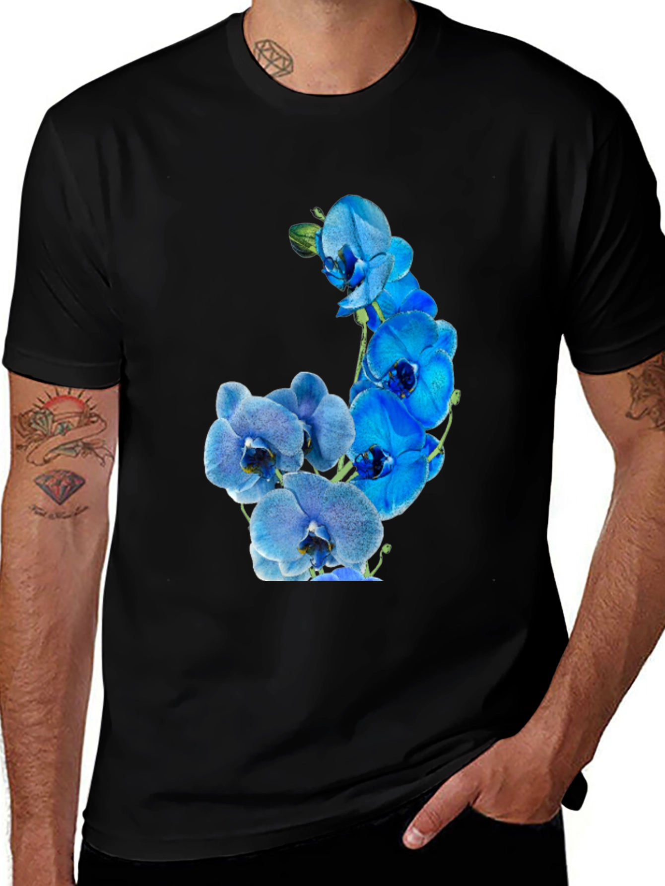 Floral Orchid Graphic Tee - Black