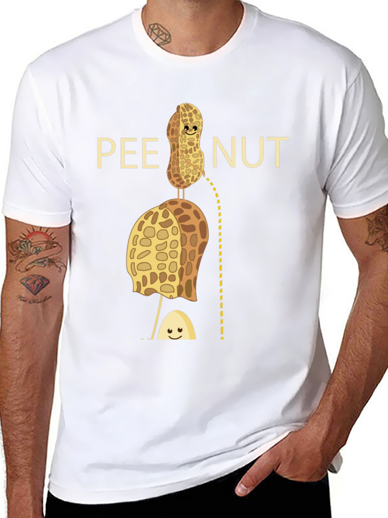Pee Nut Pun Graphic T-Shirt - Unisex Cotton Tee