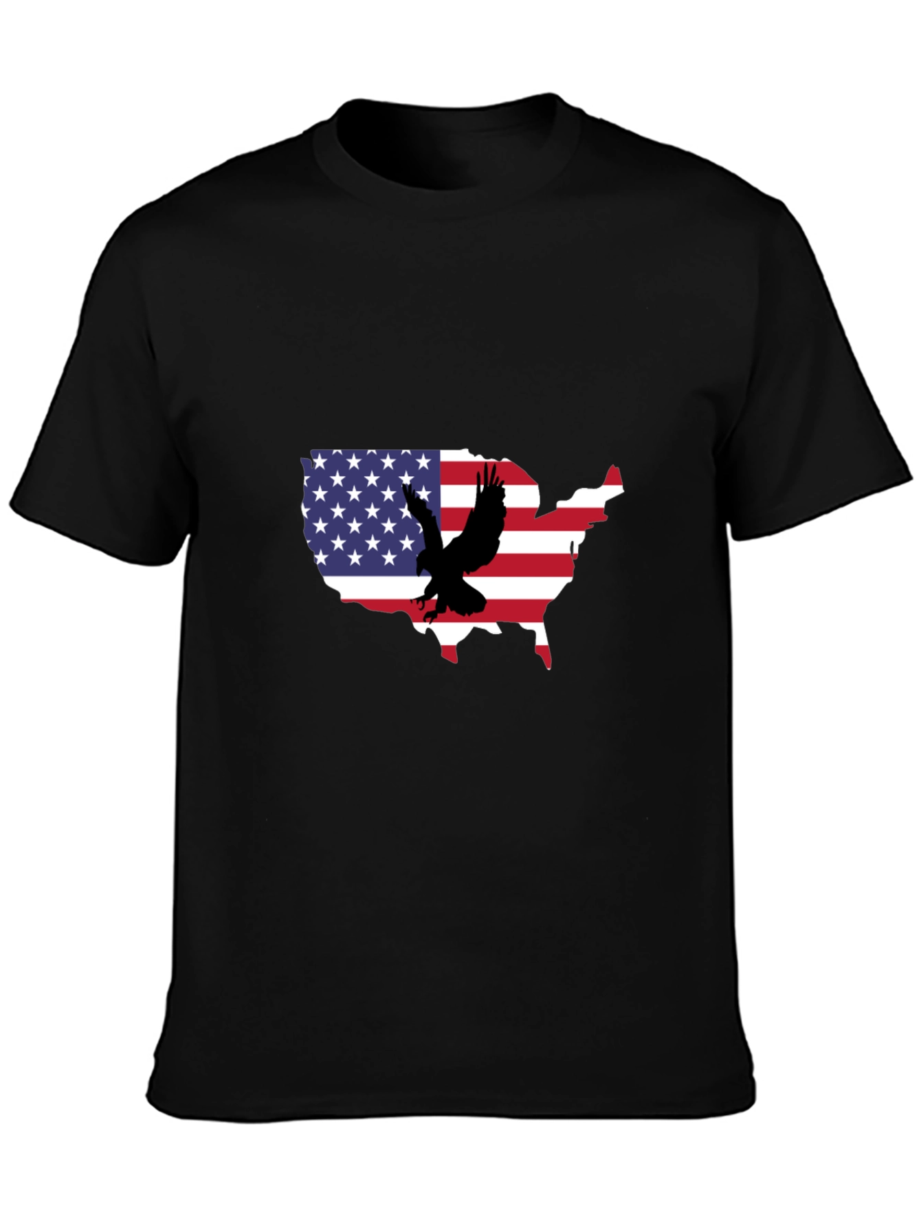 USA Flag Eagle Graphic Black T-Shirt