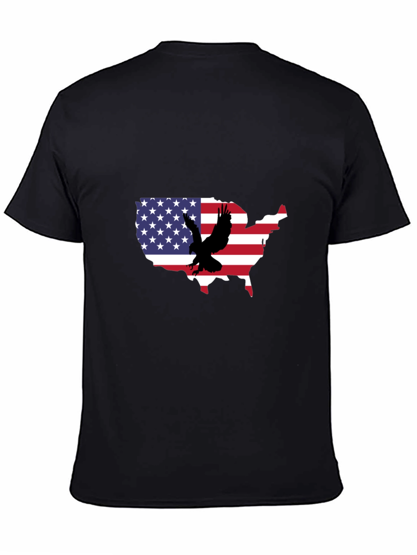 USA Flag Eagle Graphic Black T-Shirt