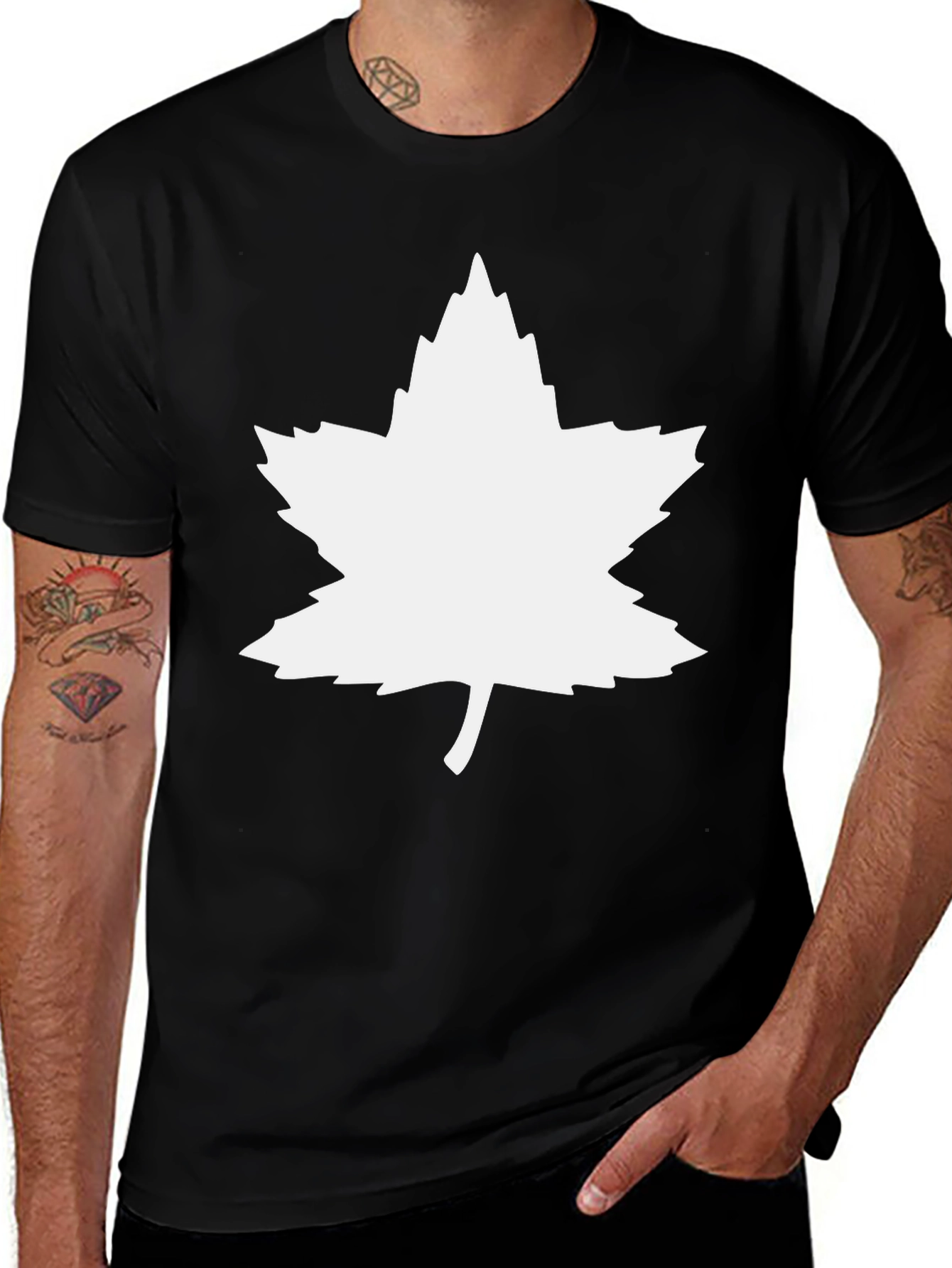 Maple Leaf Black T-Shirt - Nature Graphic Tee