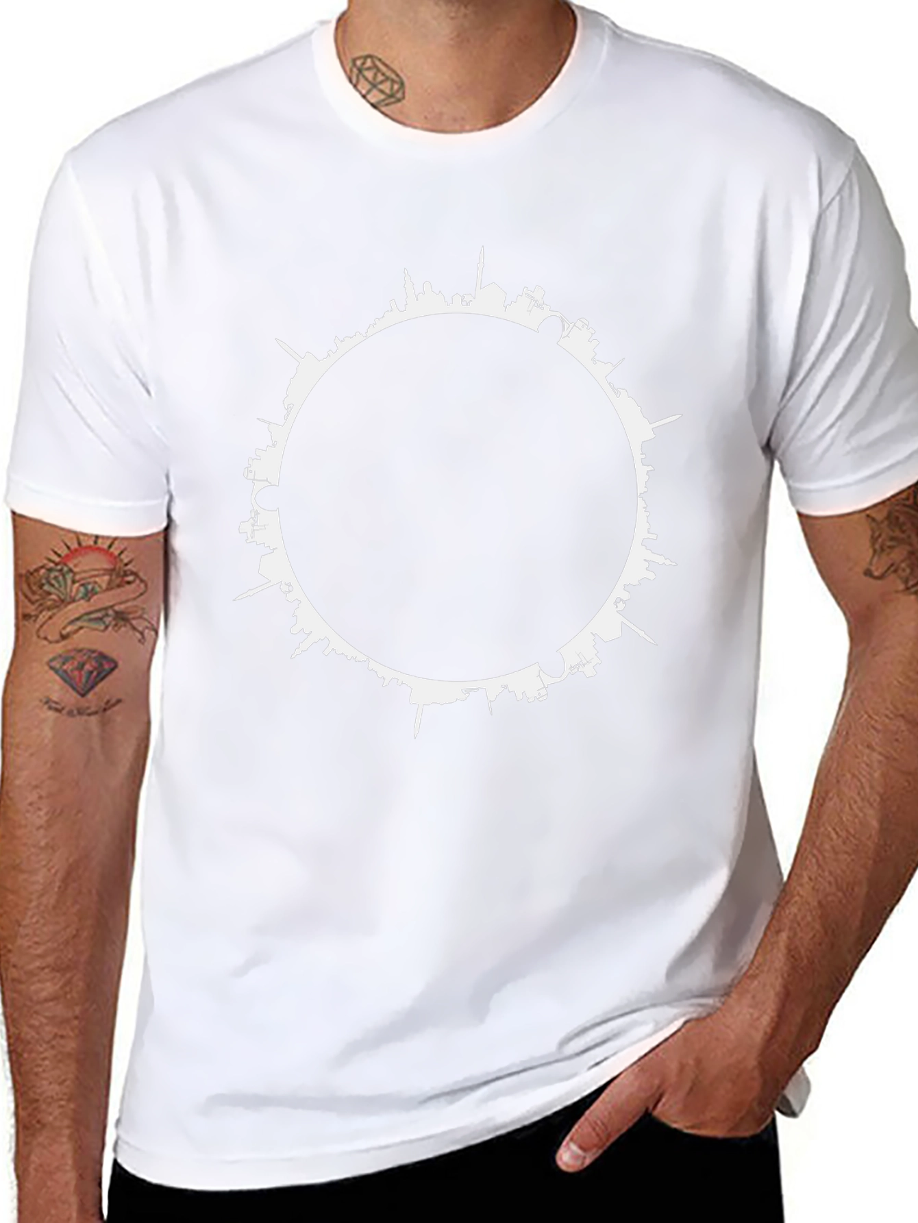 Cityscape Silhouette Graphic Tee - Urban Style