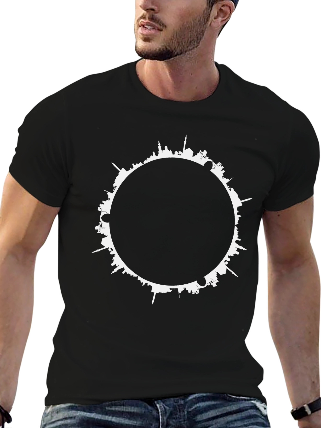 Cityscape Silhouette Graphic Tee - Urban Style