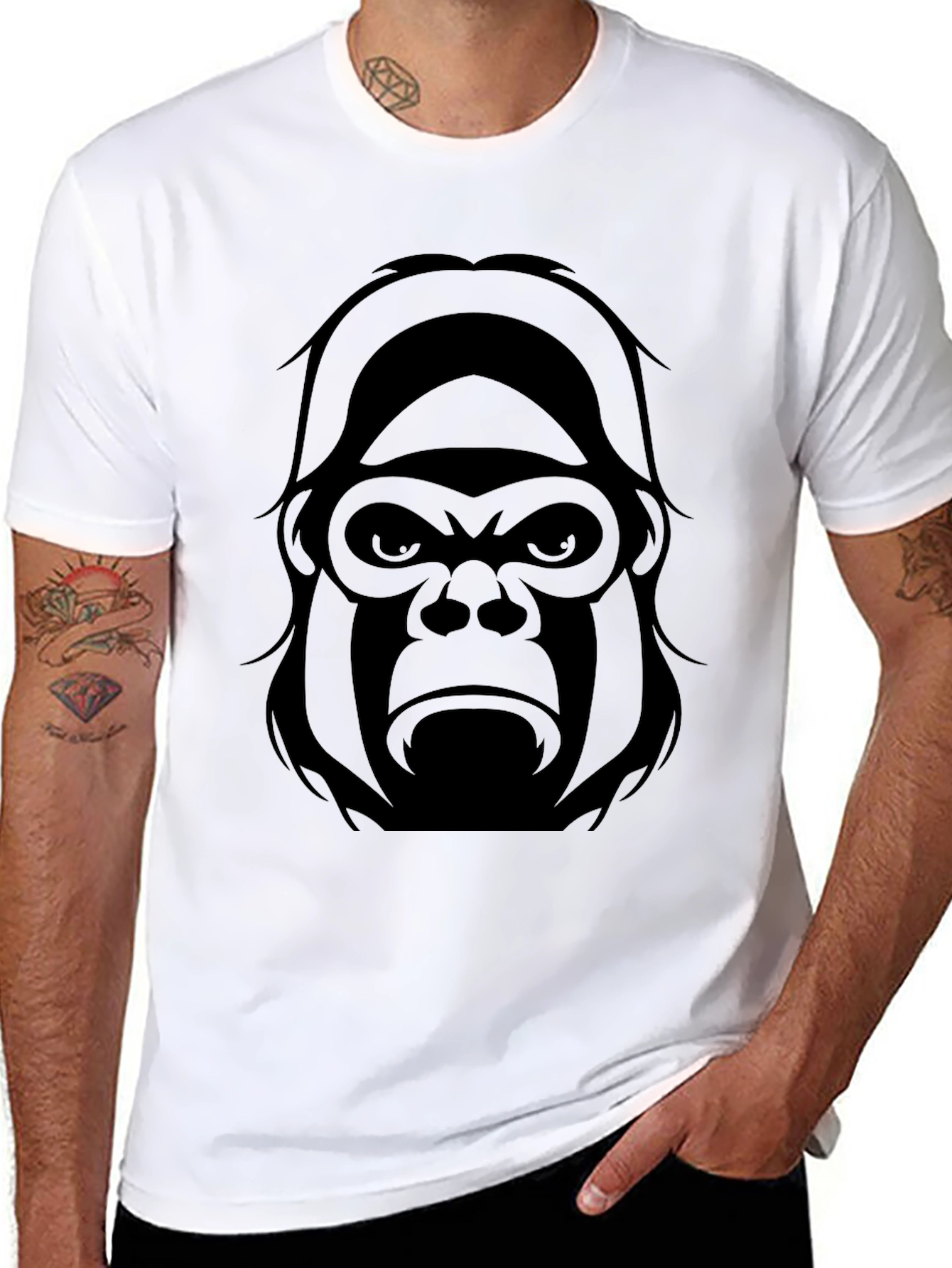 Mens Black Gorilla Graphic T-Shirt