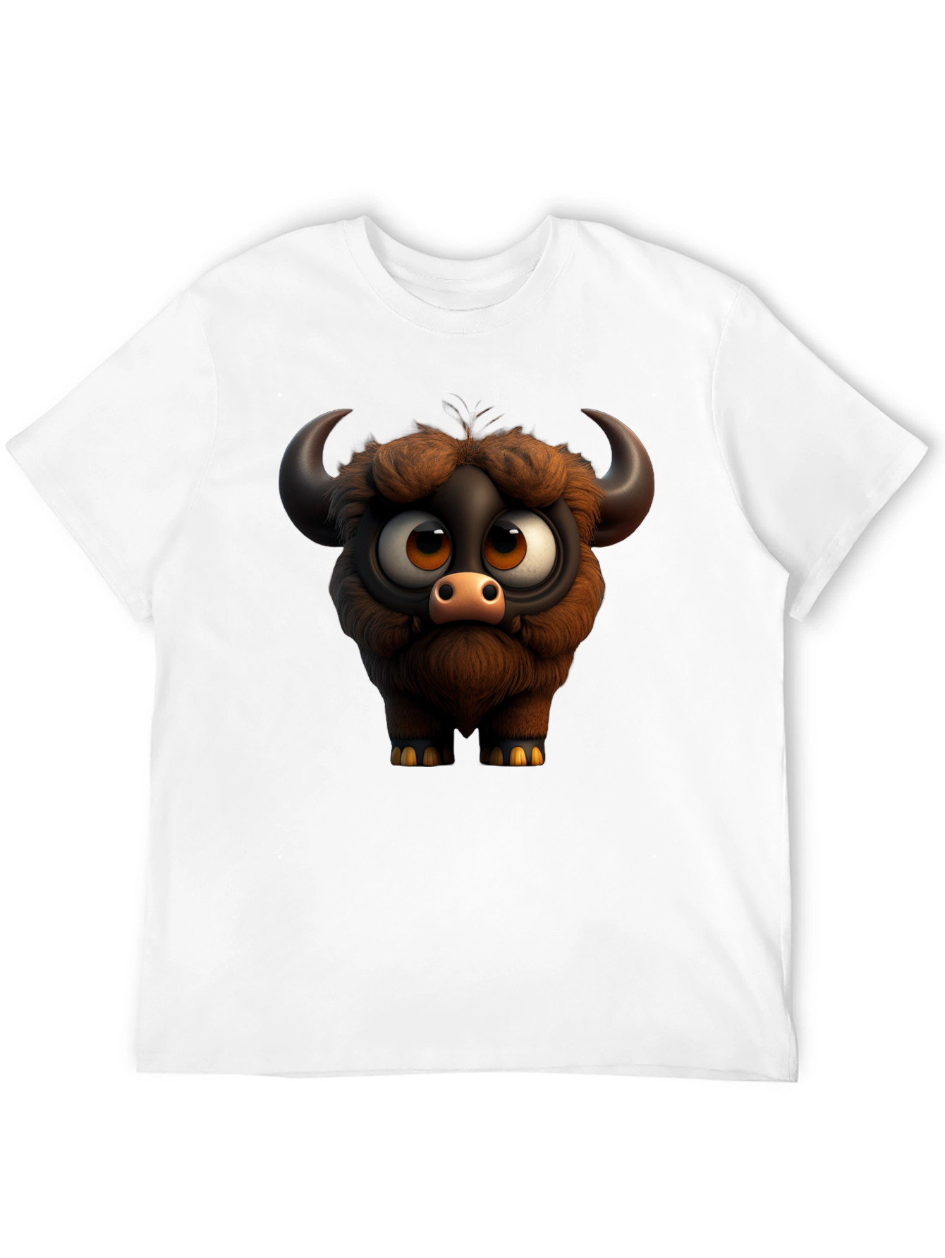 Cute Cartoon Buffalo Graphic Tee - Black