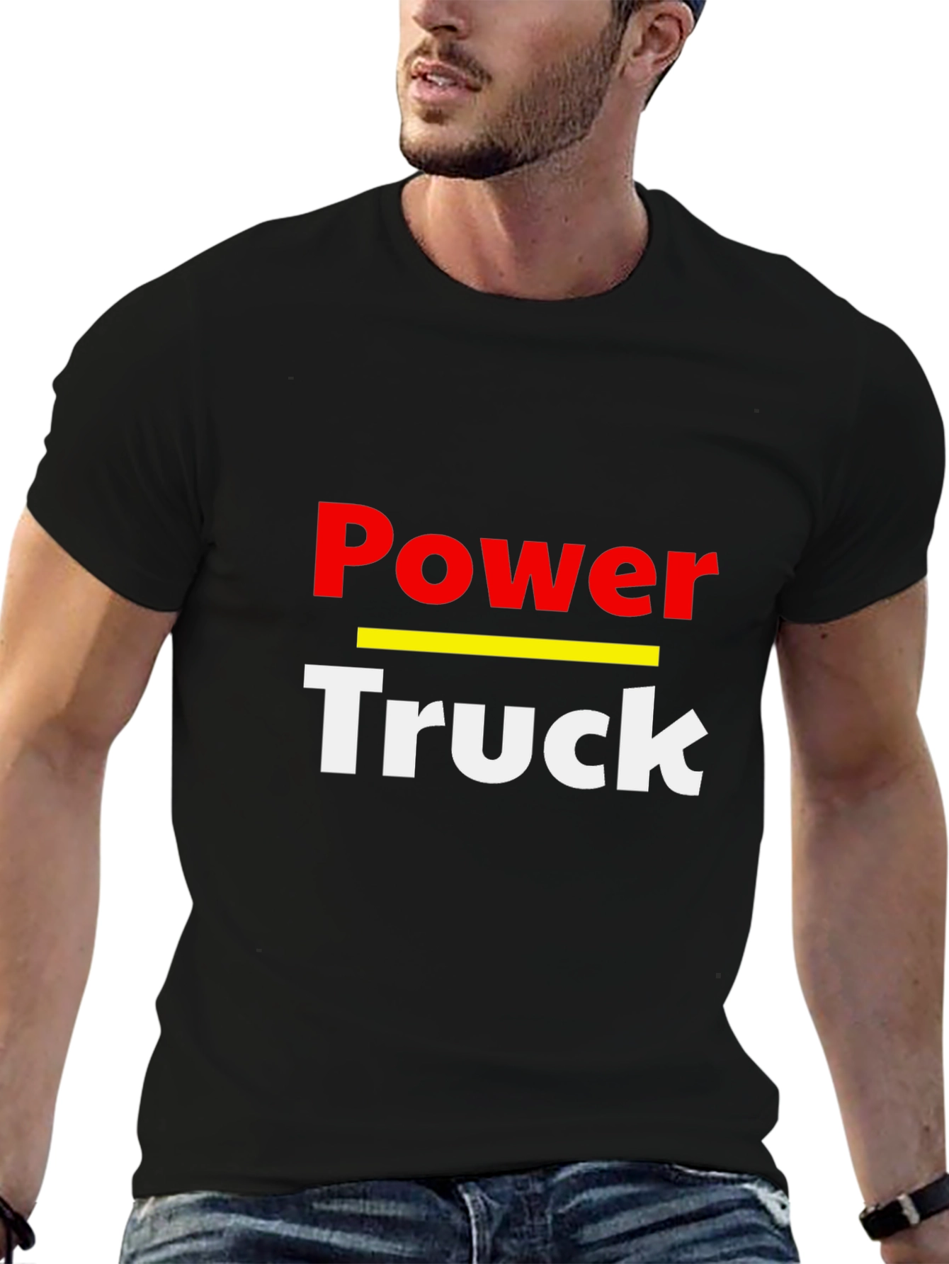 Power Truck Graphic T-Shirt - Black Crew Neck Tee