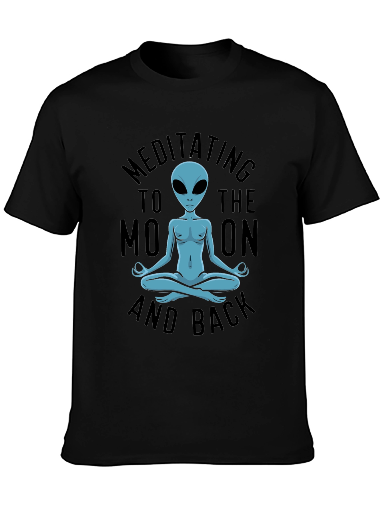 Meditating Alien T-Shirt - Black Cotton Blend