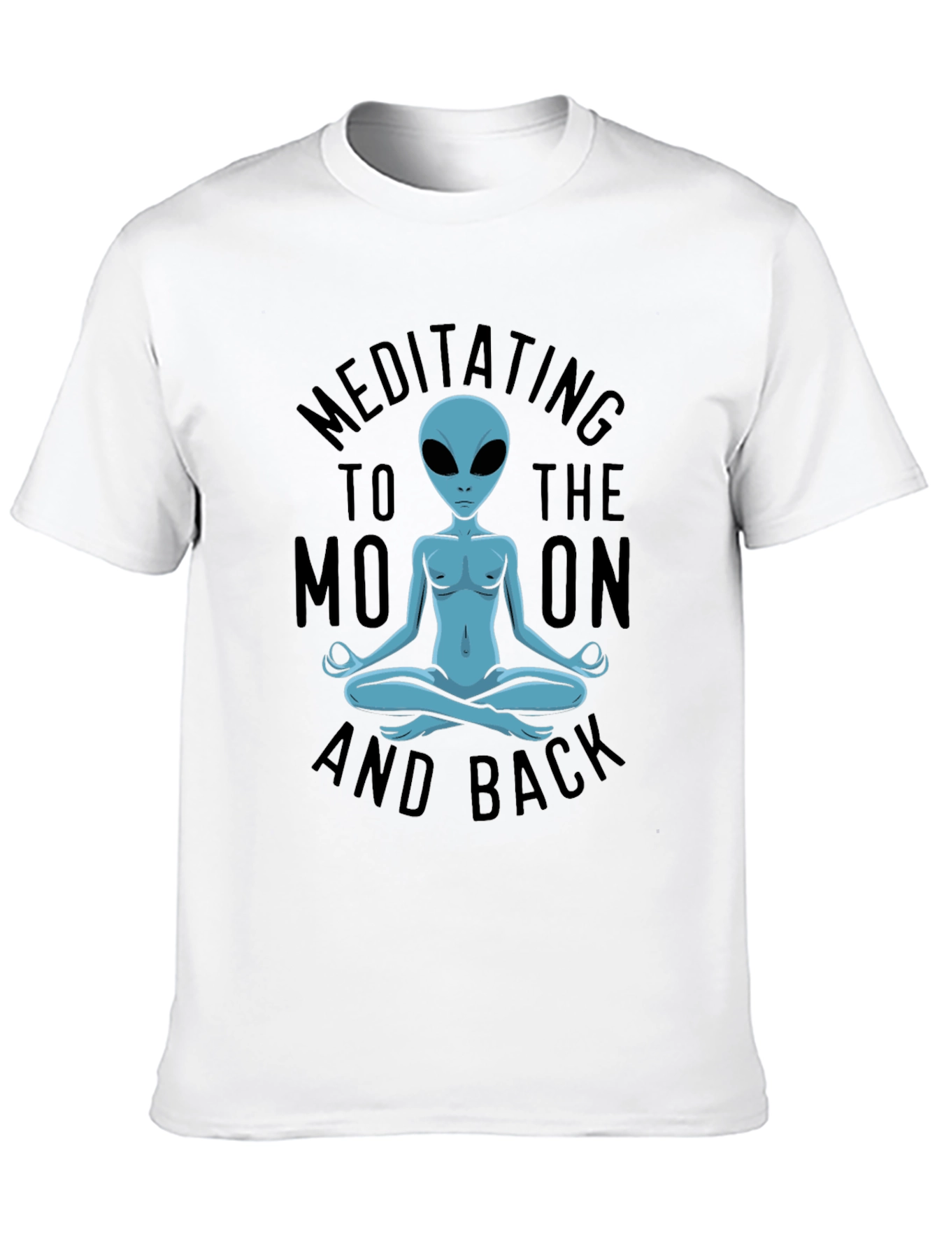 Meditating Alien T-Shirt - Black Cotton Blend
