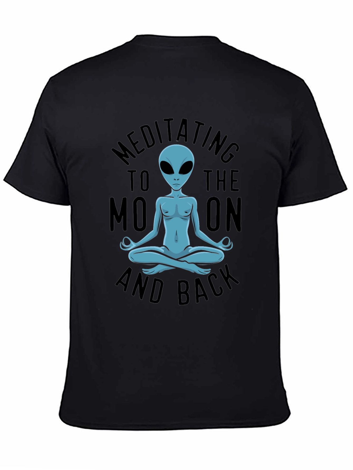 Meditating Alien T-Shirt - Black Cotton Blend