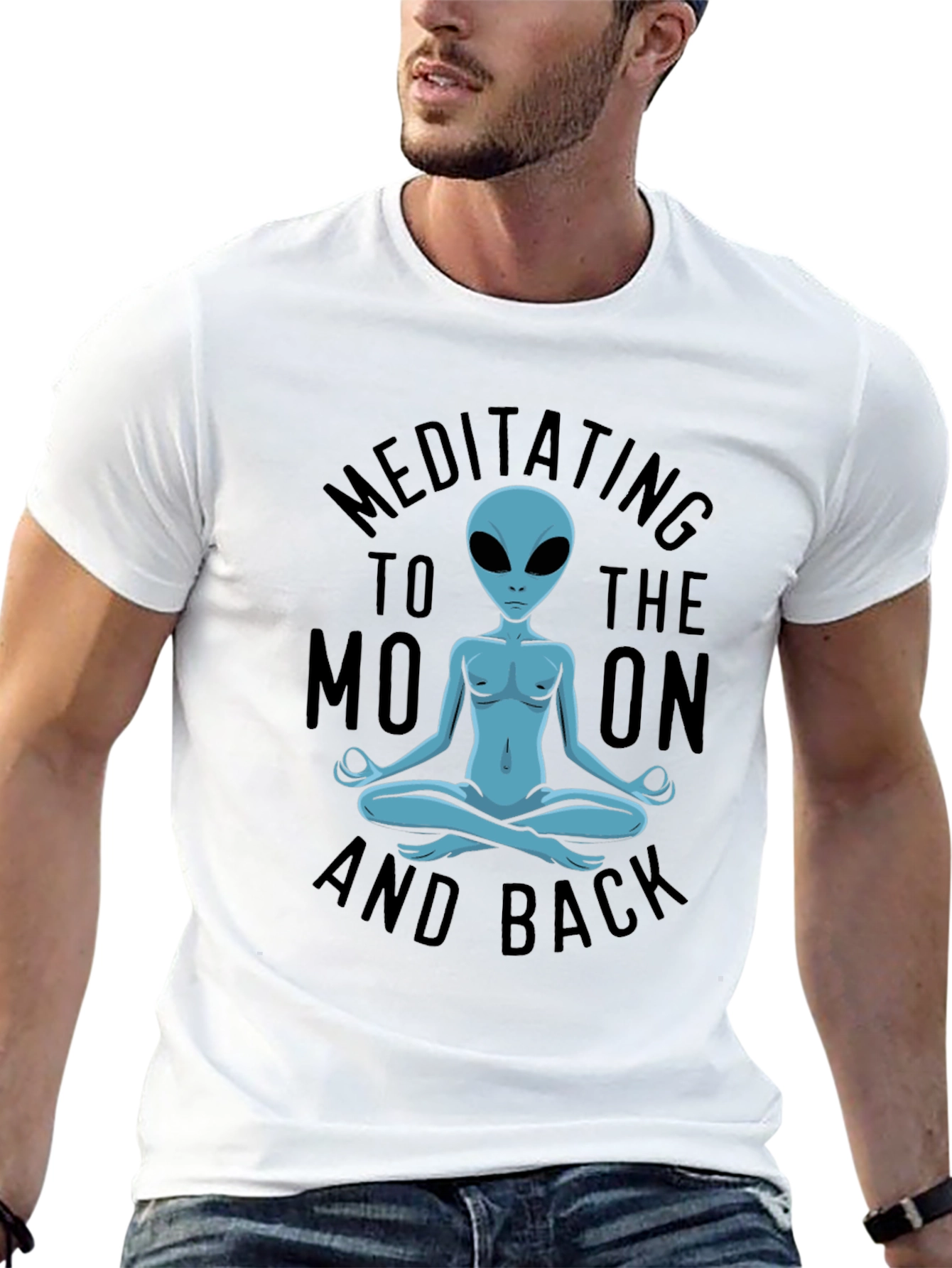 Meditating Alien T-Shirt - Black Cotton Blend