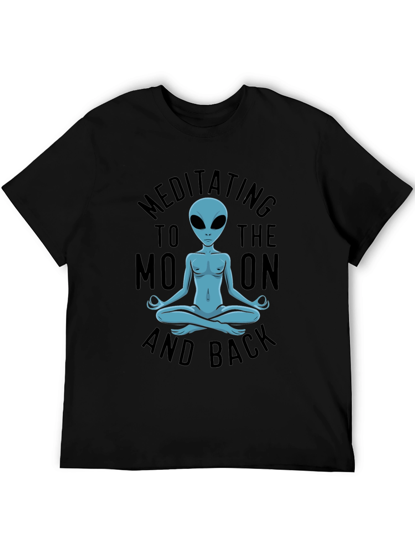 Meditating Alien T-Shirt - Black Cotton Blend