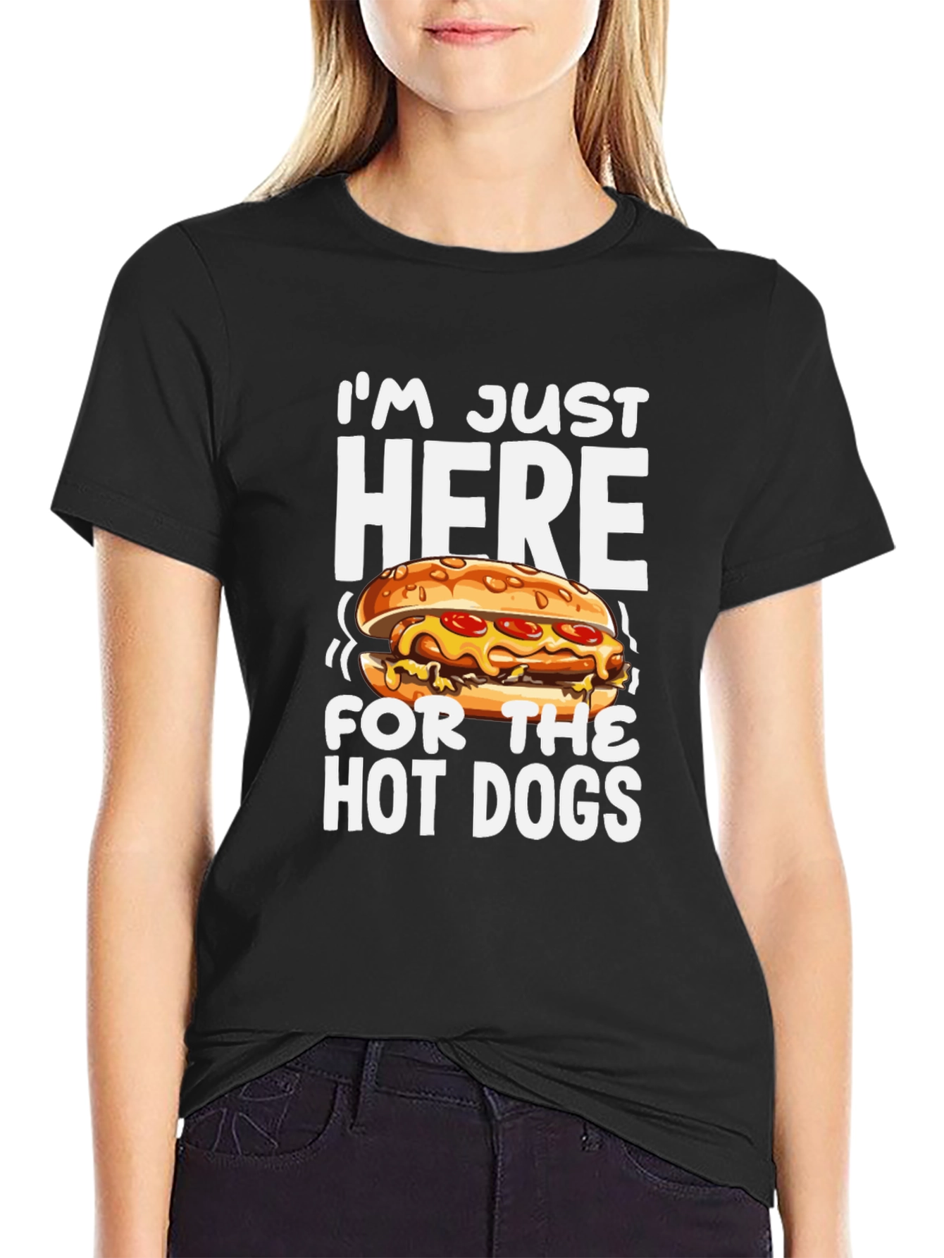I’m Just Here For The Hot Dogs T-Shirt – Funny Food Lover Tee