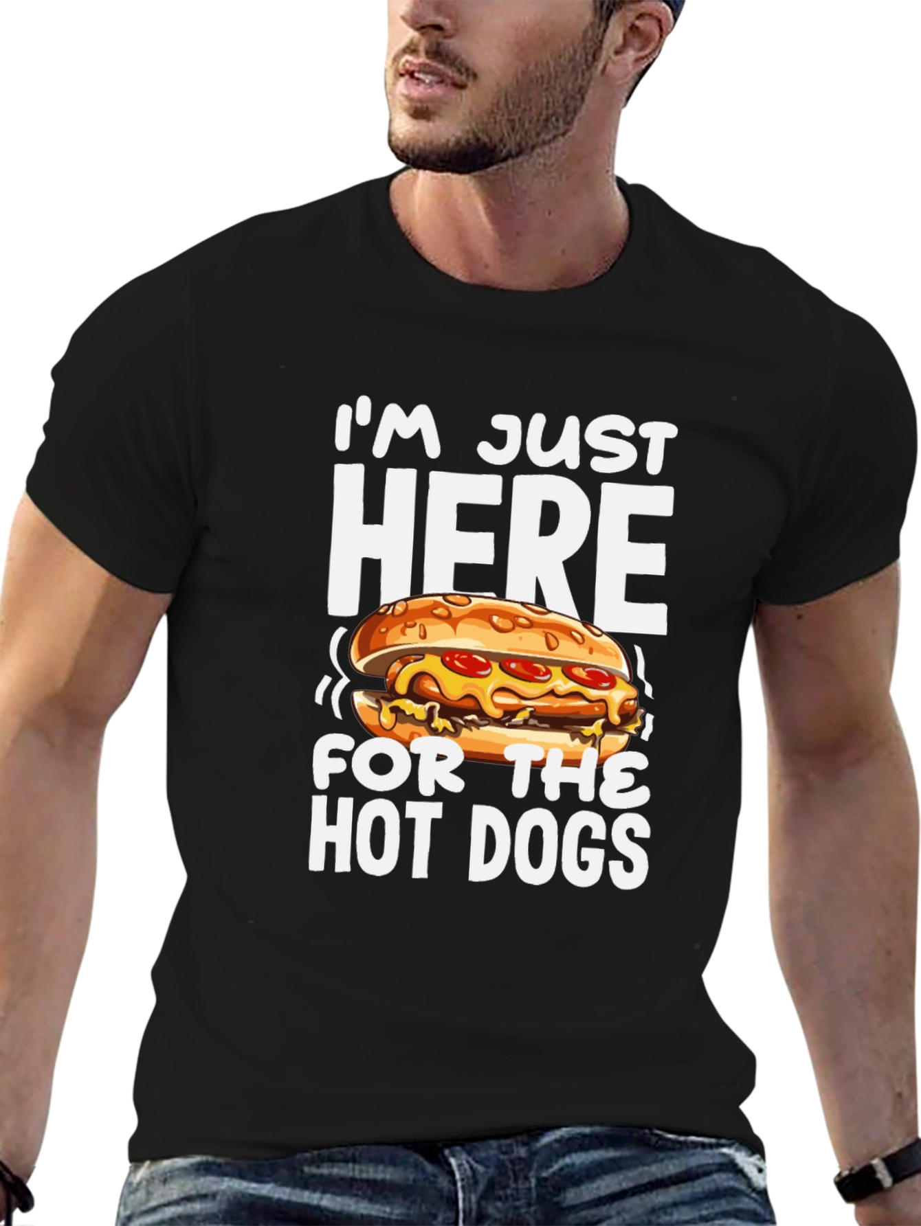 I’m Just Here For The Hot Dogs T-Shirt – Funny Food Lover Tee