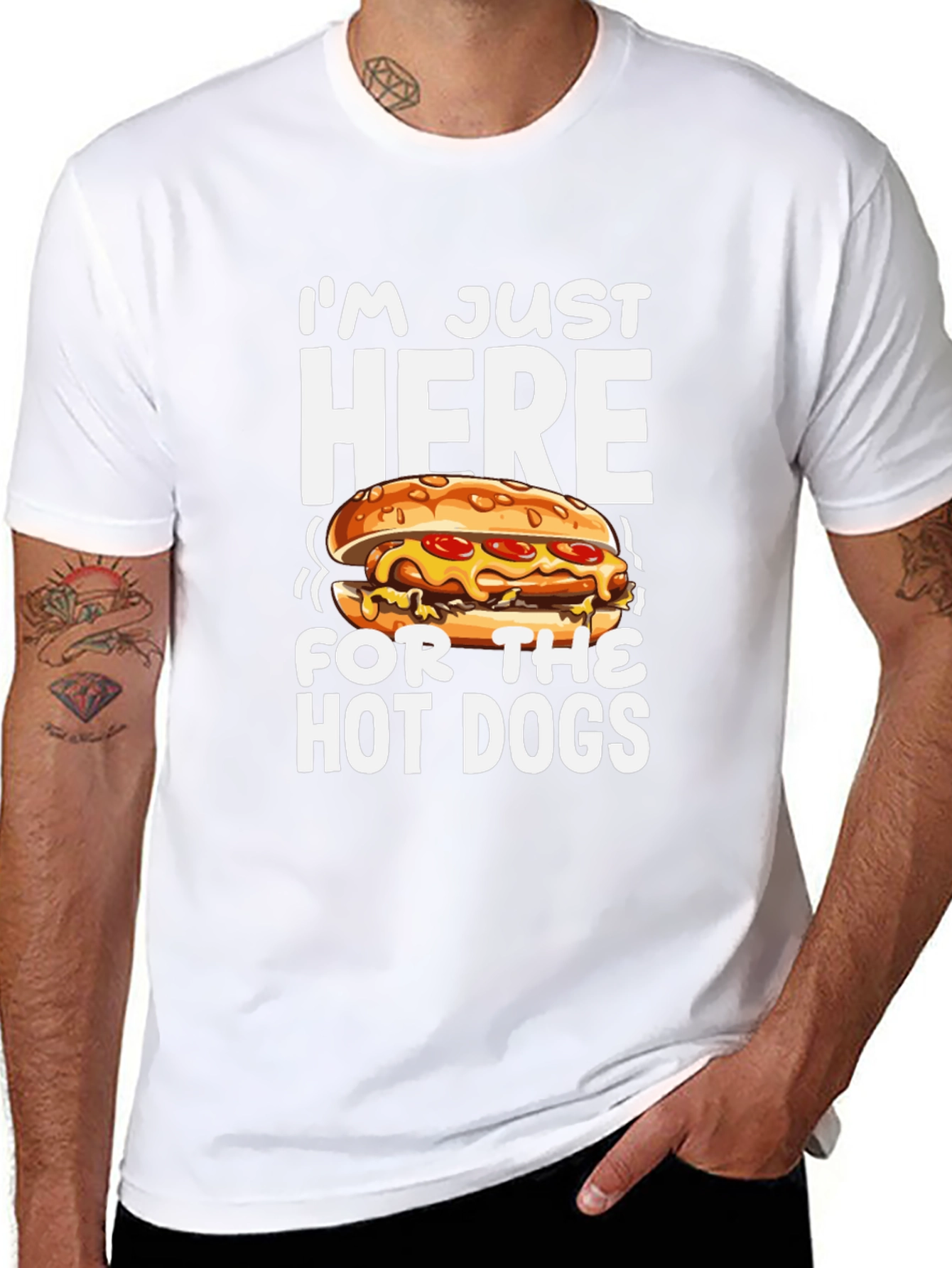 I’m Just Here For The Hot Dogs T-Shirt – Funny Food Lover Tee