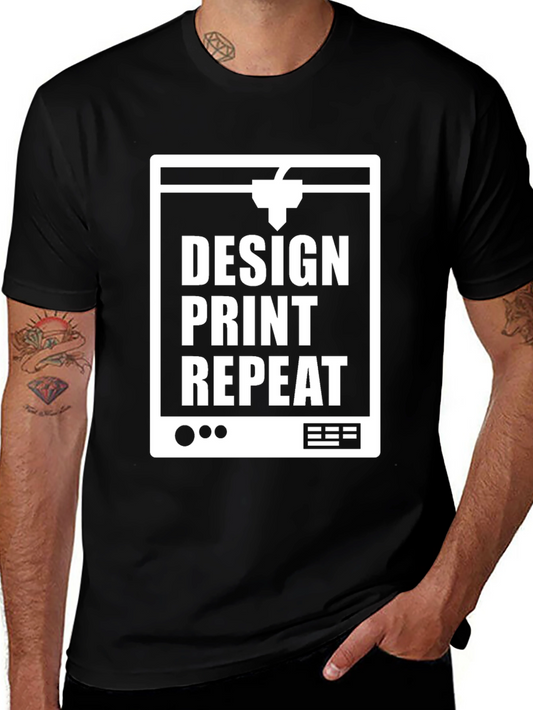 Design Print Repeat Black T-Shirt