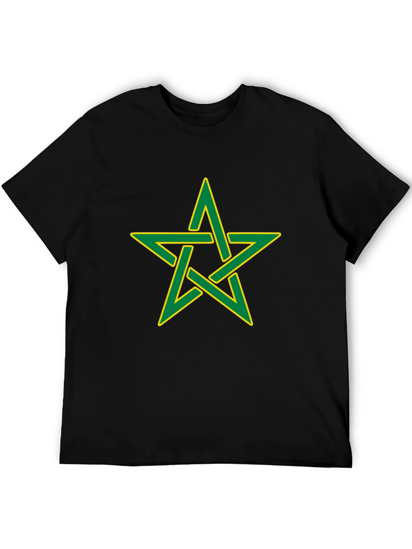 Black T-Shirt with Green and Yellow Moroccan Star