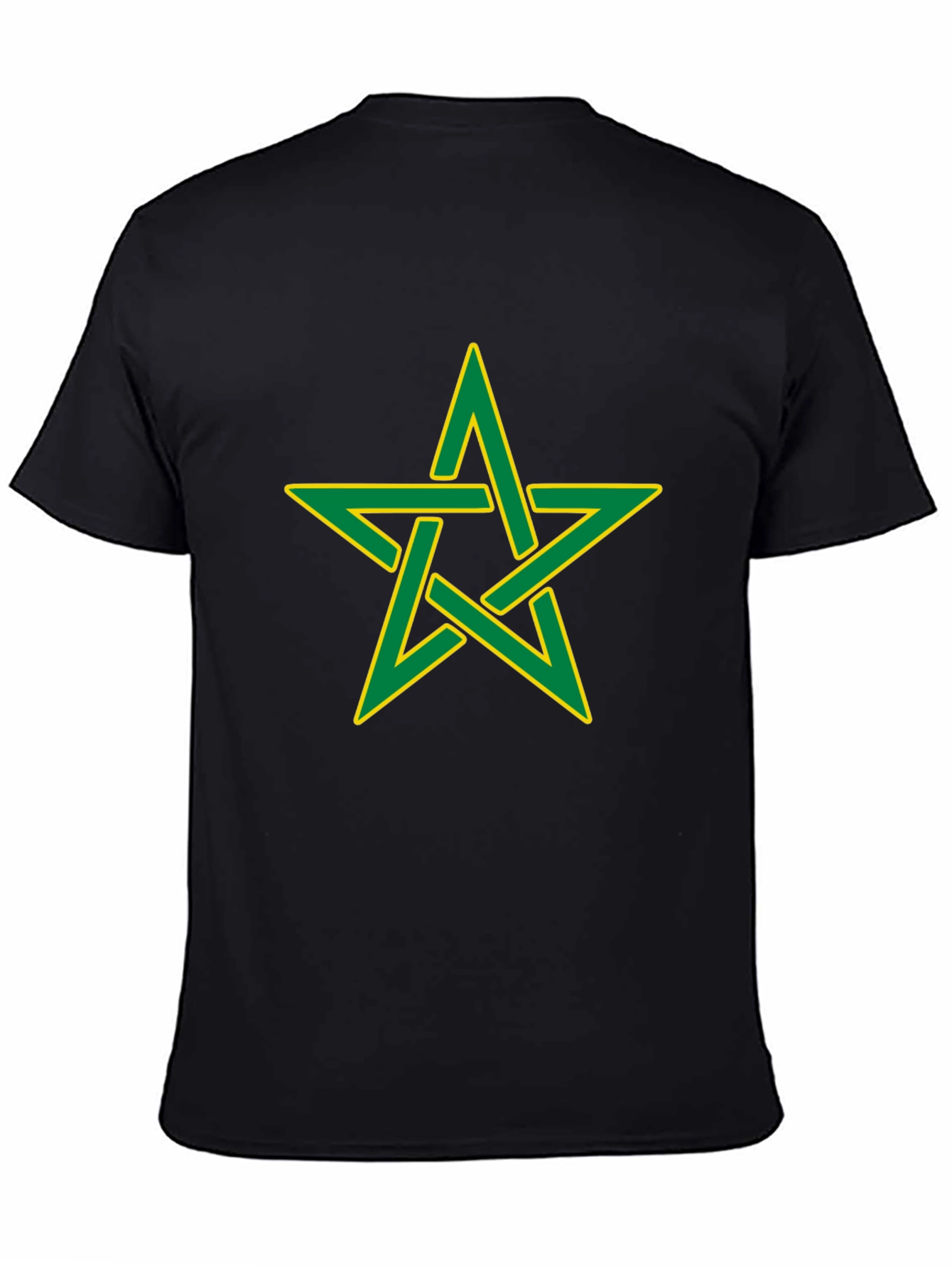 Black T-Shirt with Green and Yellow Moroccan Star