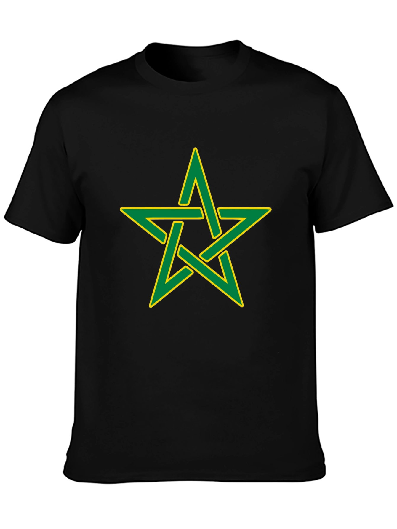 Black T-Shirt with Green and Yellow Moroccan Star