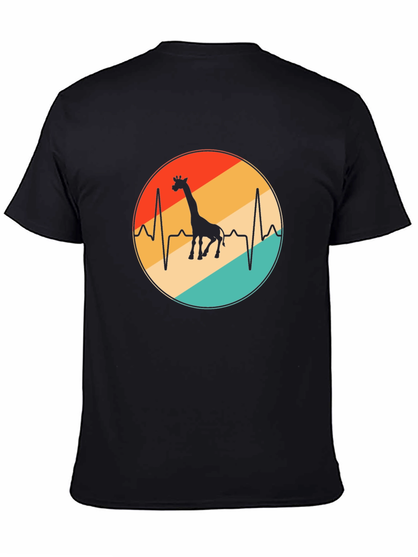 Giraffe Heartbeat Graphic Tee - Retro Style