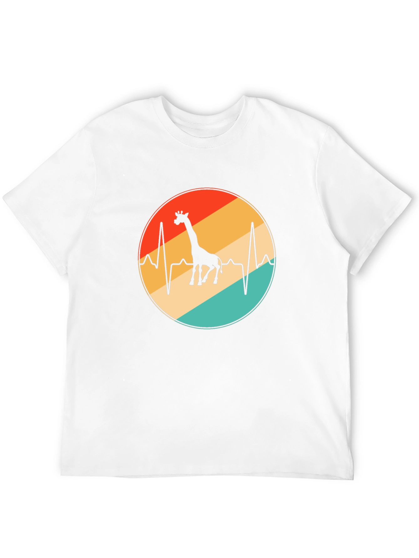 Giraffe Heartbeat Graphic Tee - Retro Style