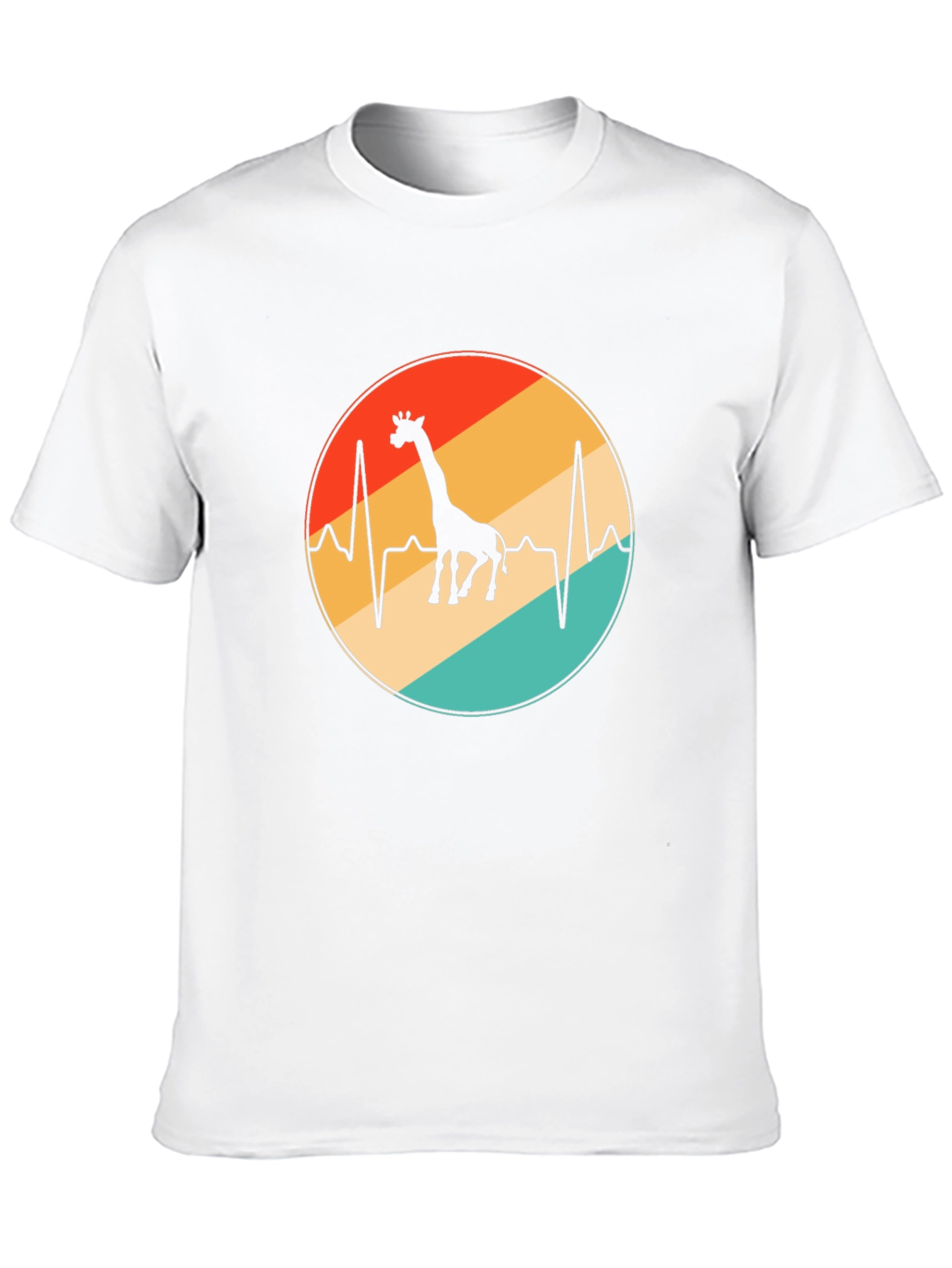 Giraffe Heartbeat Graphic Tee - Retro Style