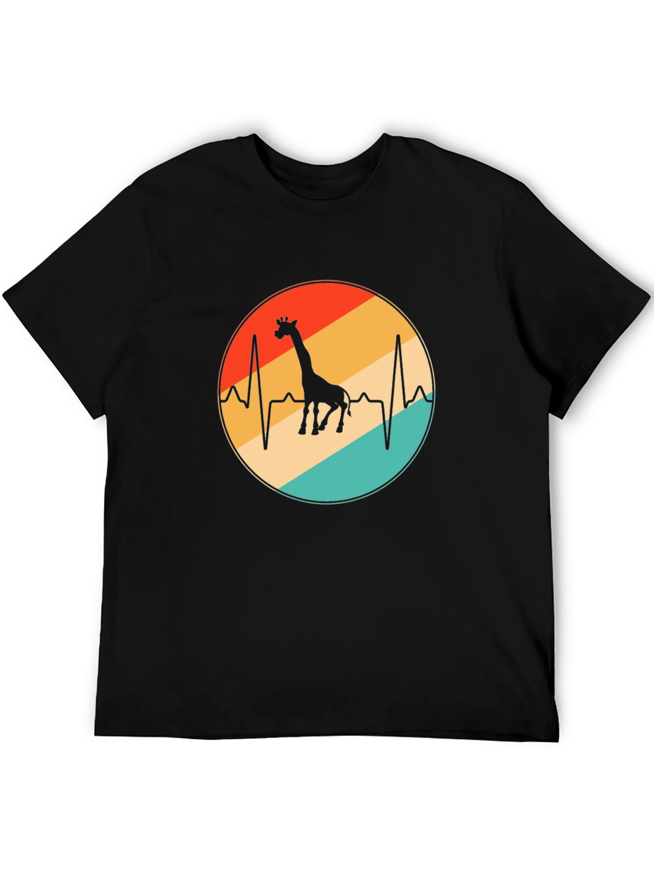 Giraffe Heartbeat Graphic Tee - Retro Style