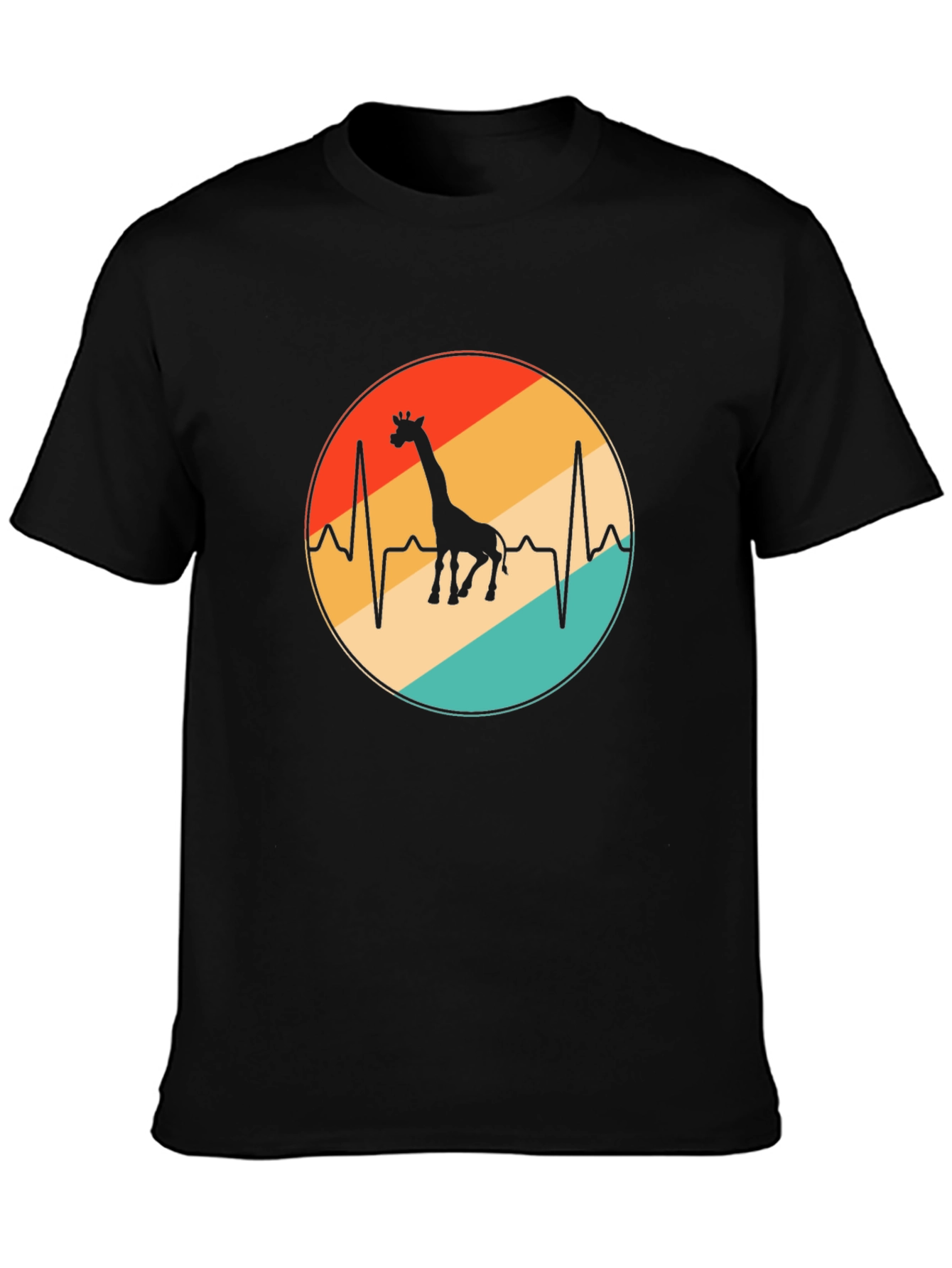Giraffe Heartbeat Graphic Tee - Retro Style