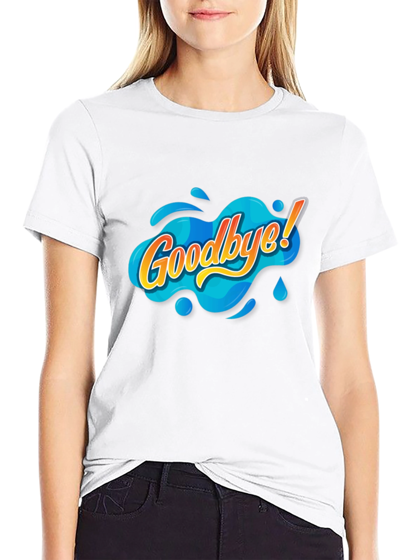 Goodbye! Graphic Print Black T-Shirt