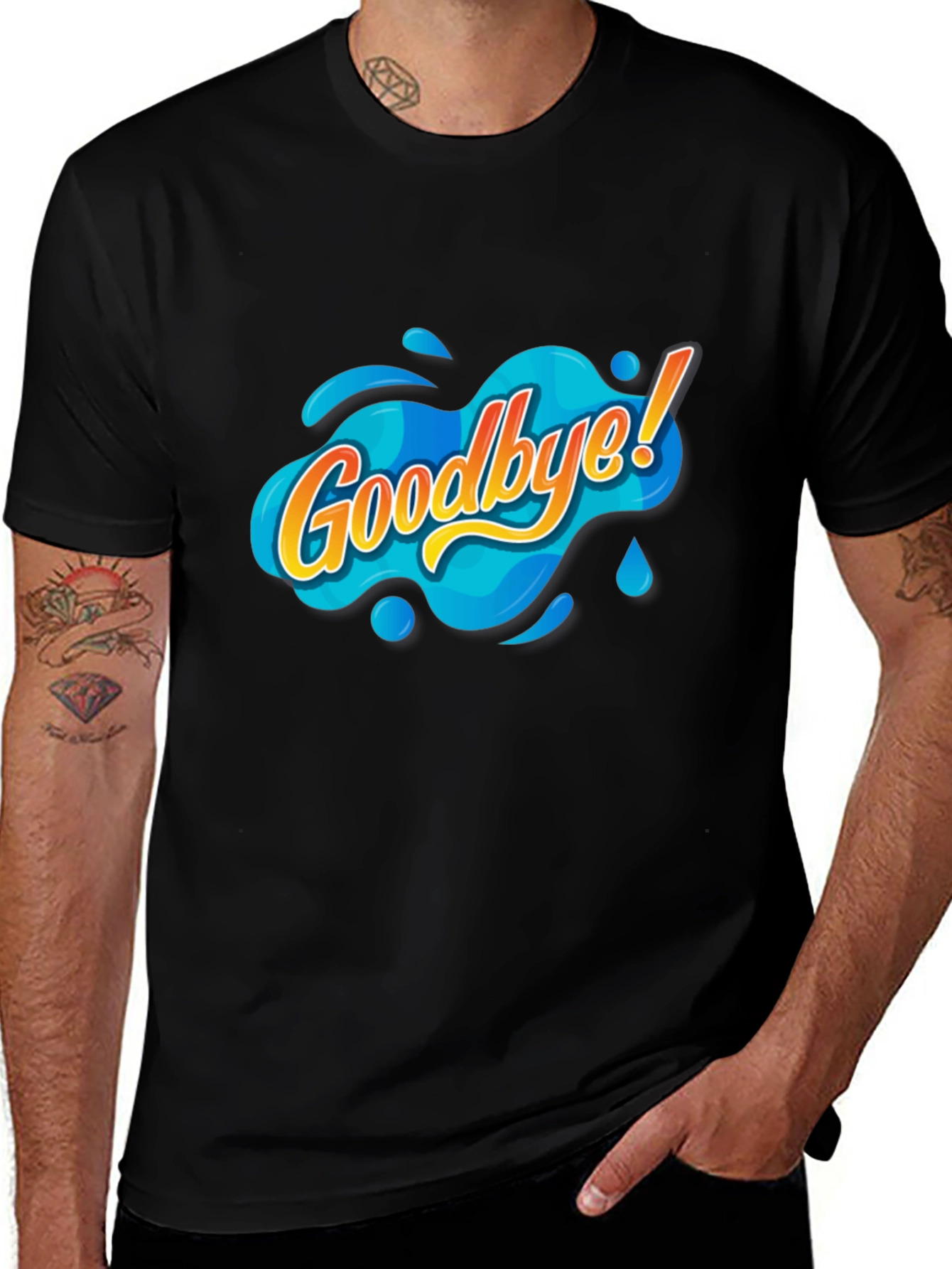 Goodbye! Graphic Print Black T-Shirt