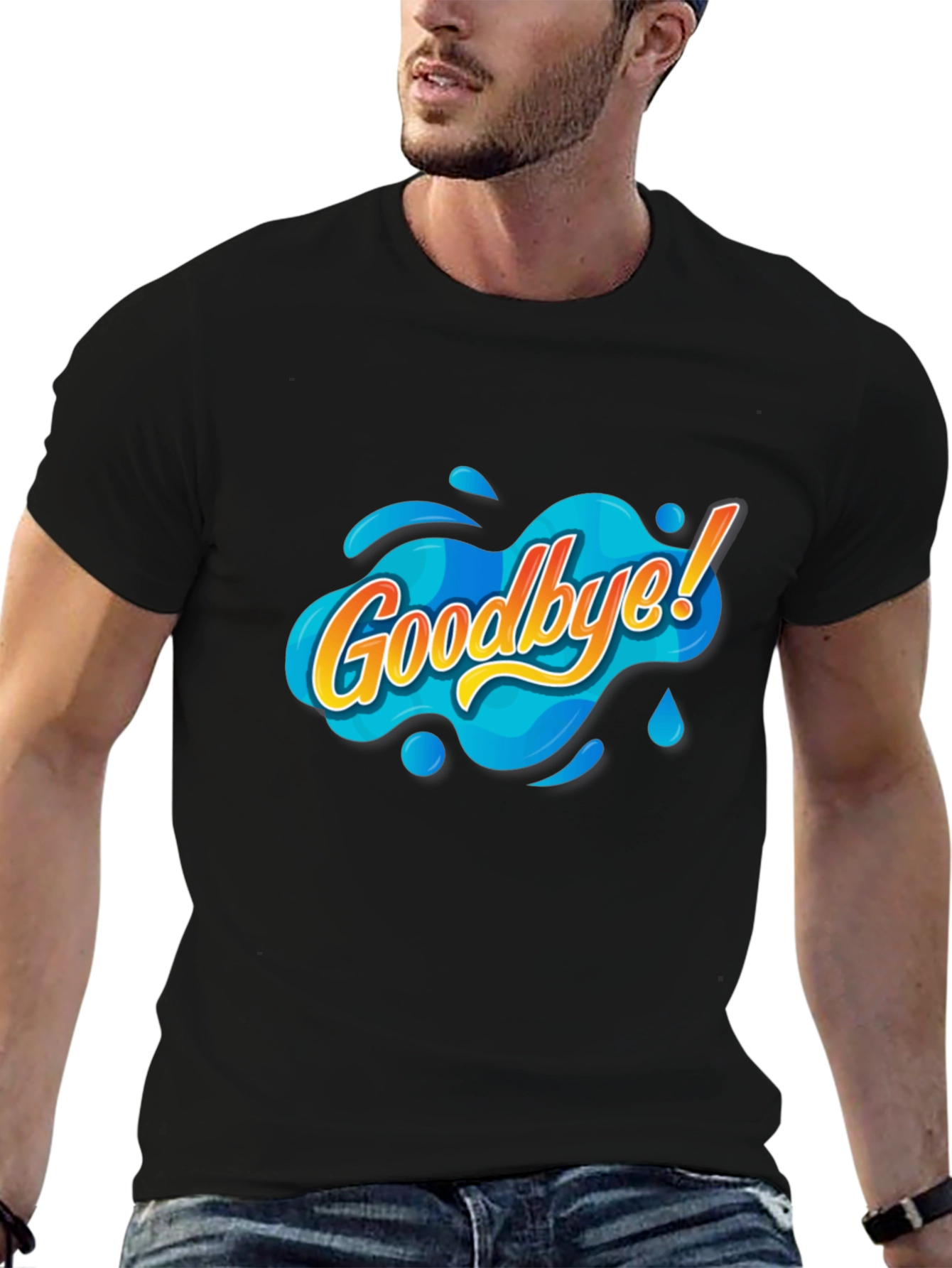 Goodbye! Graphic Print Black T-Shirt