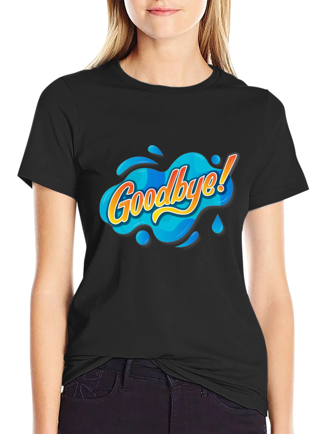 Goodbye! Graphic Print Black T-Shirt