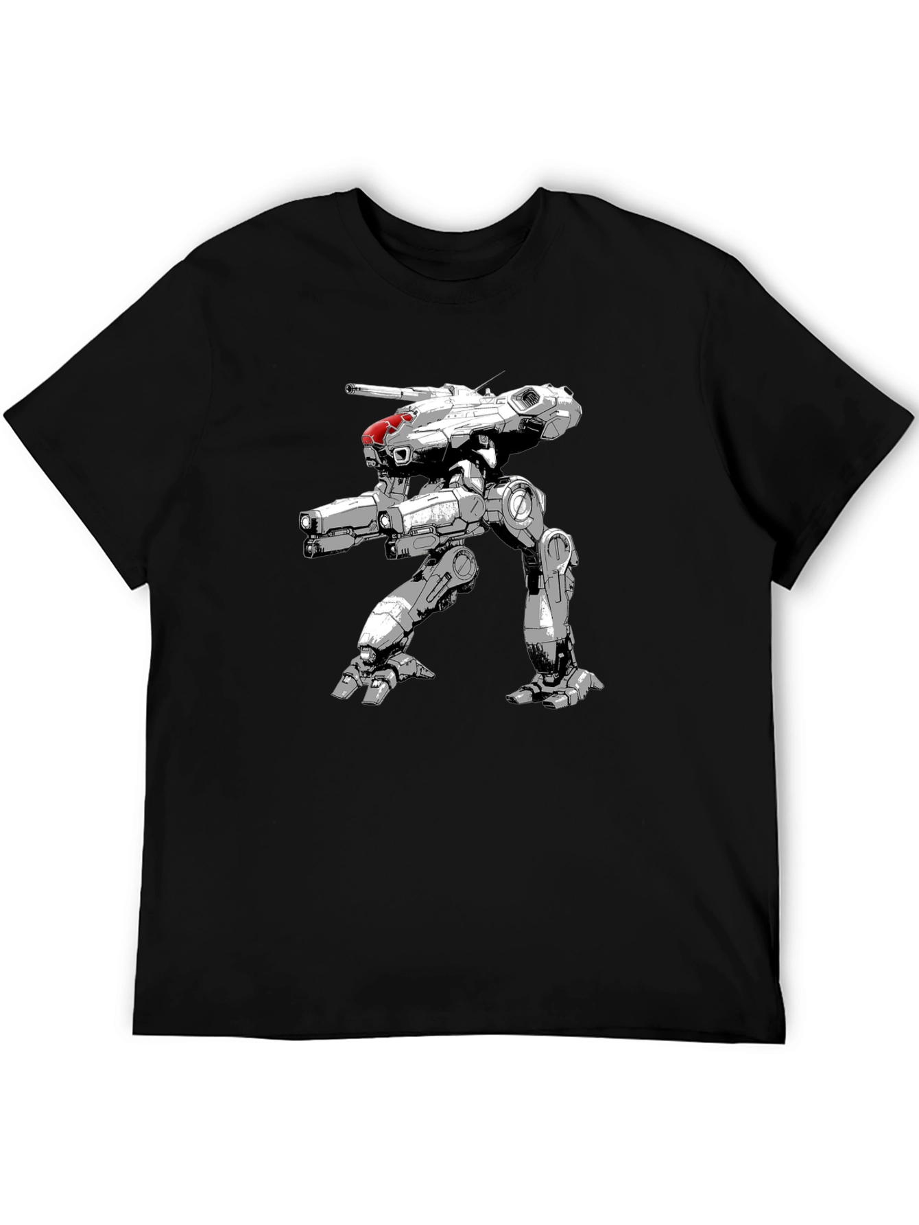 Robot Mech Warrior Black T-Shirt - Sci-Fi Style