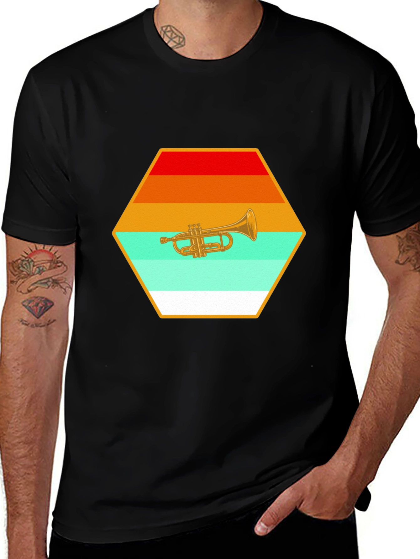 Trumpet Sunset T-Shirt - Retro Style