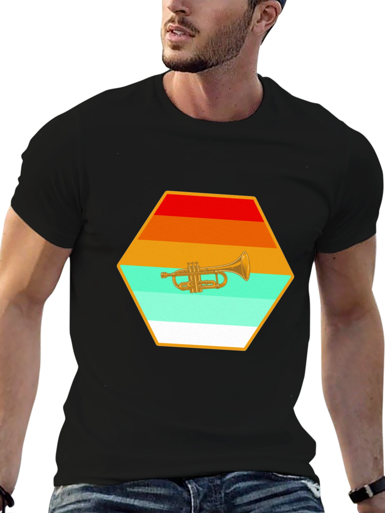 Trumpet Sunset T-Shirt - Retro Style