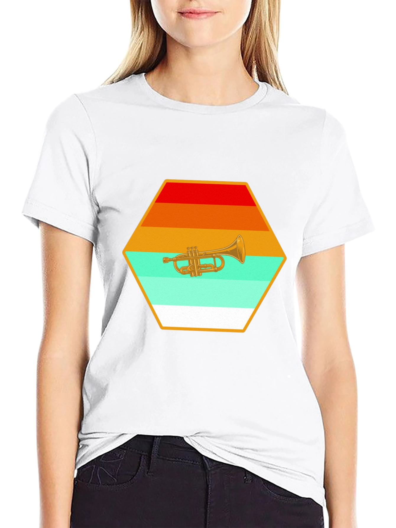 Trumpet Sunset T-Shirt - Retro Style