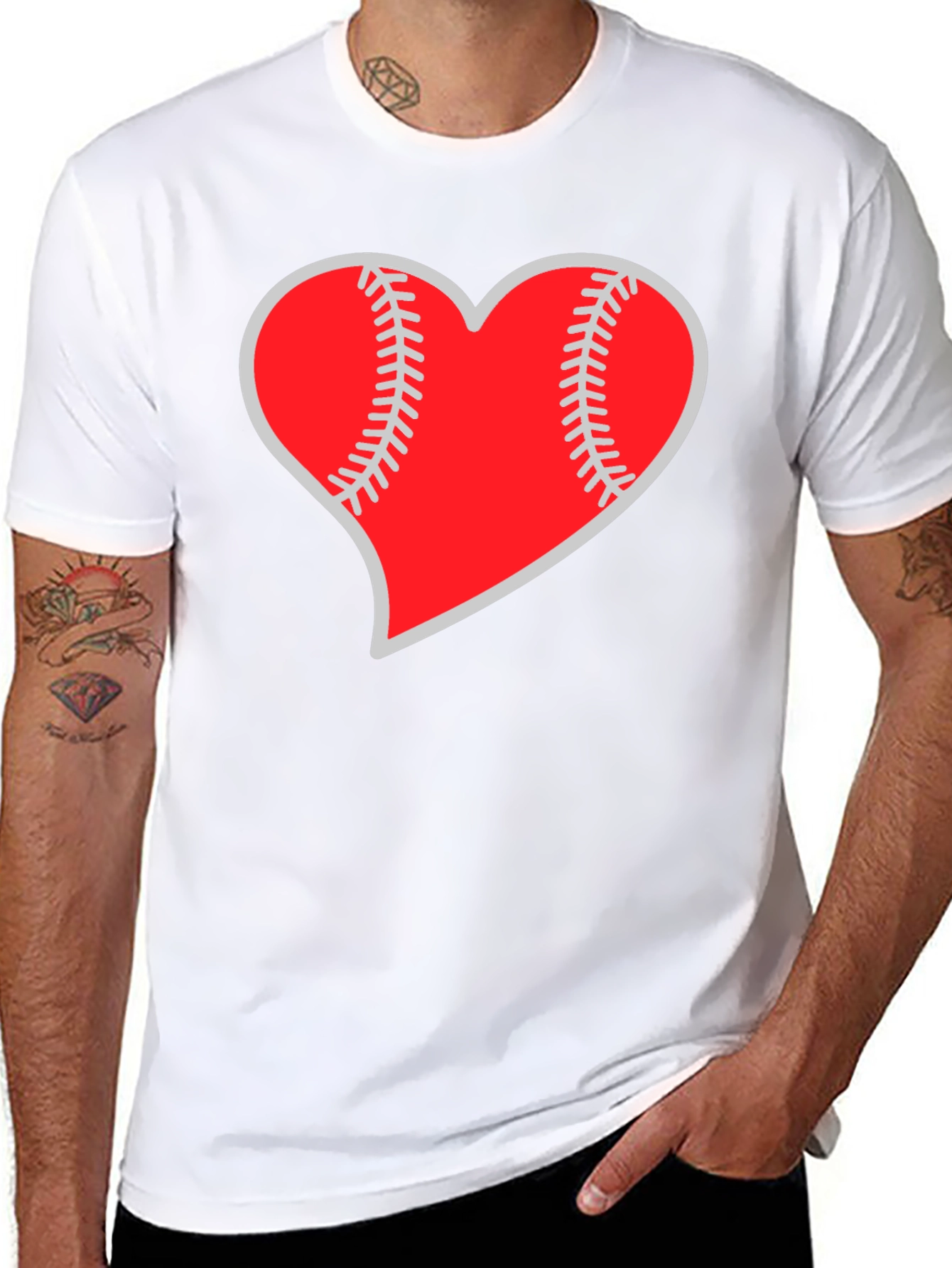 Baseball Heart Graphic Tee - Black Casual T-Shirt