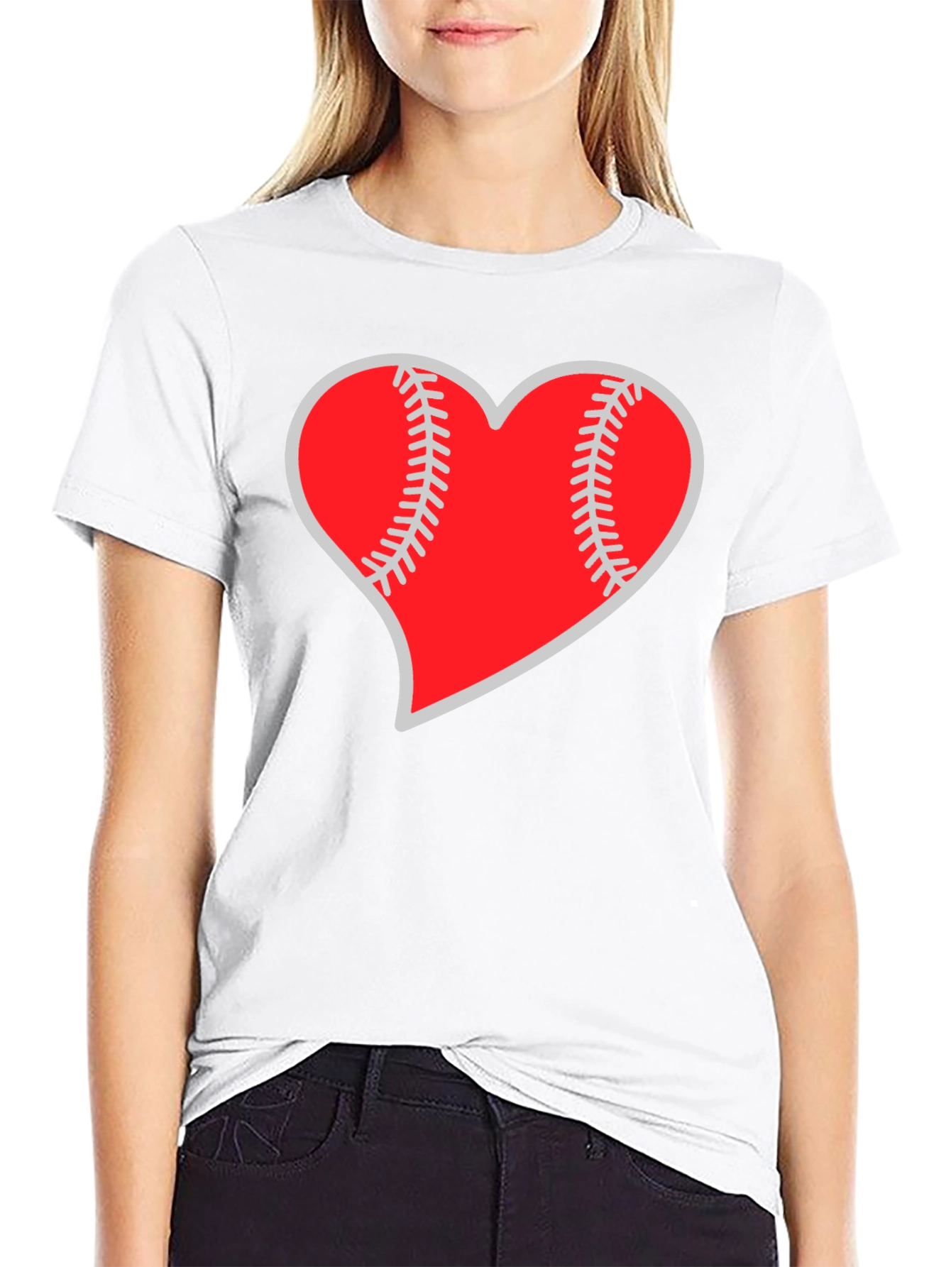 Baseball Heart Graphic Tee - Black Casual T-Shirt